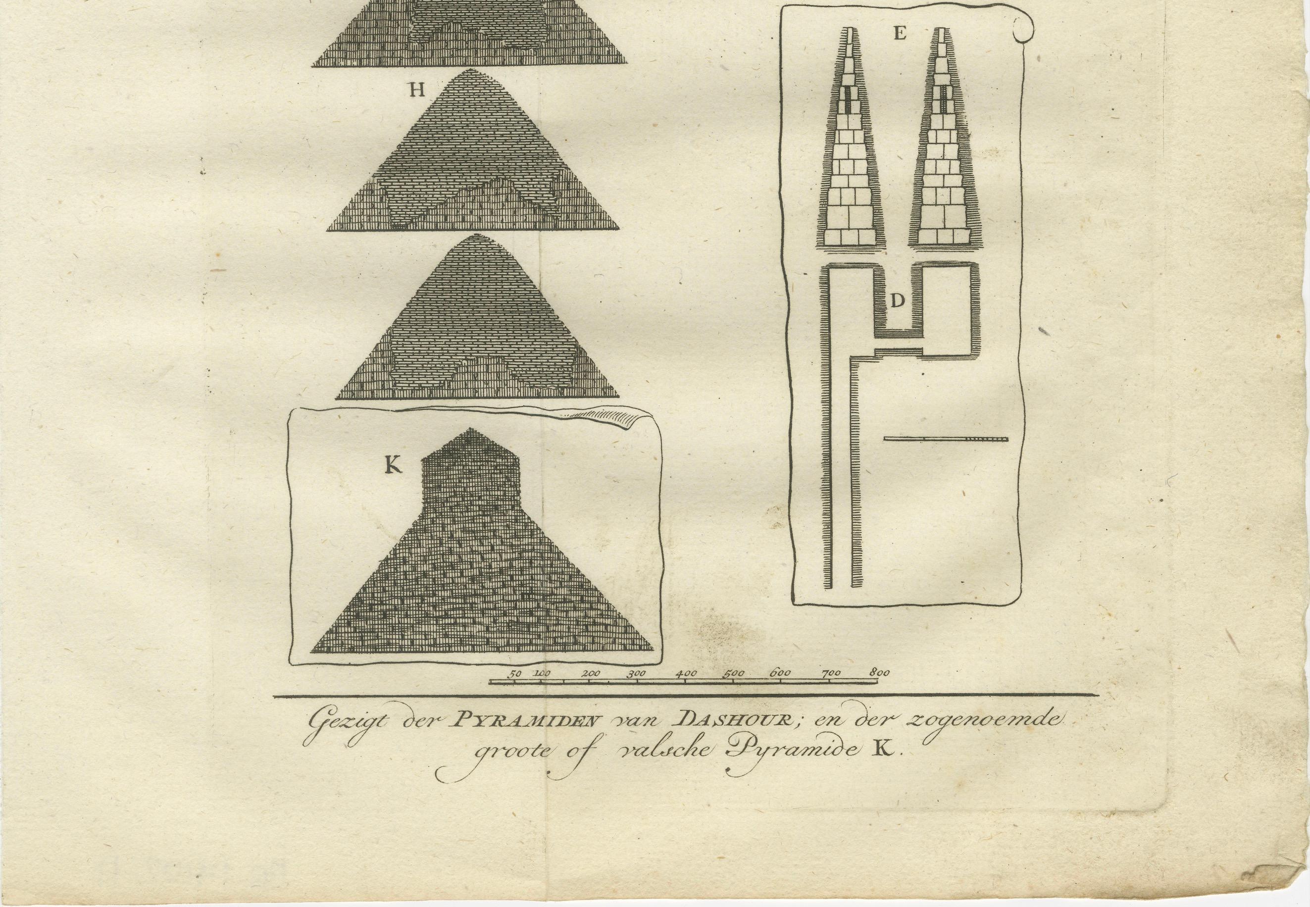 Vistas de las pirámides de Dashur y plano de la falsa pirámide - Egipto, 1776 Holandés en venta