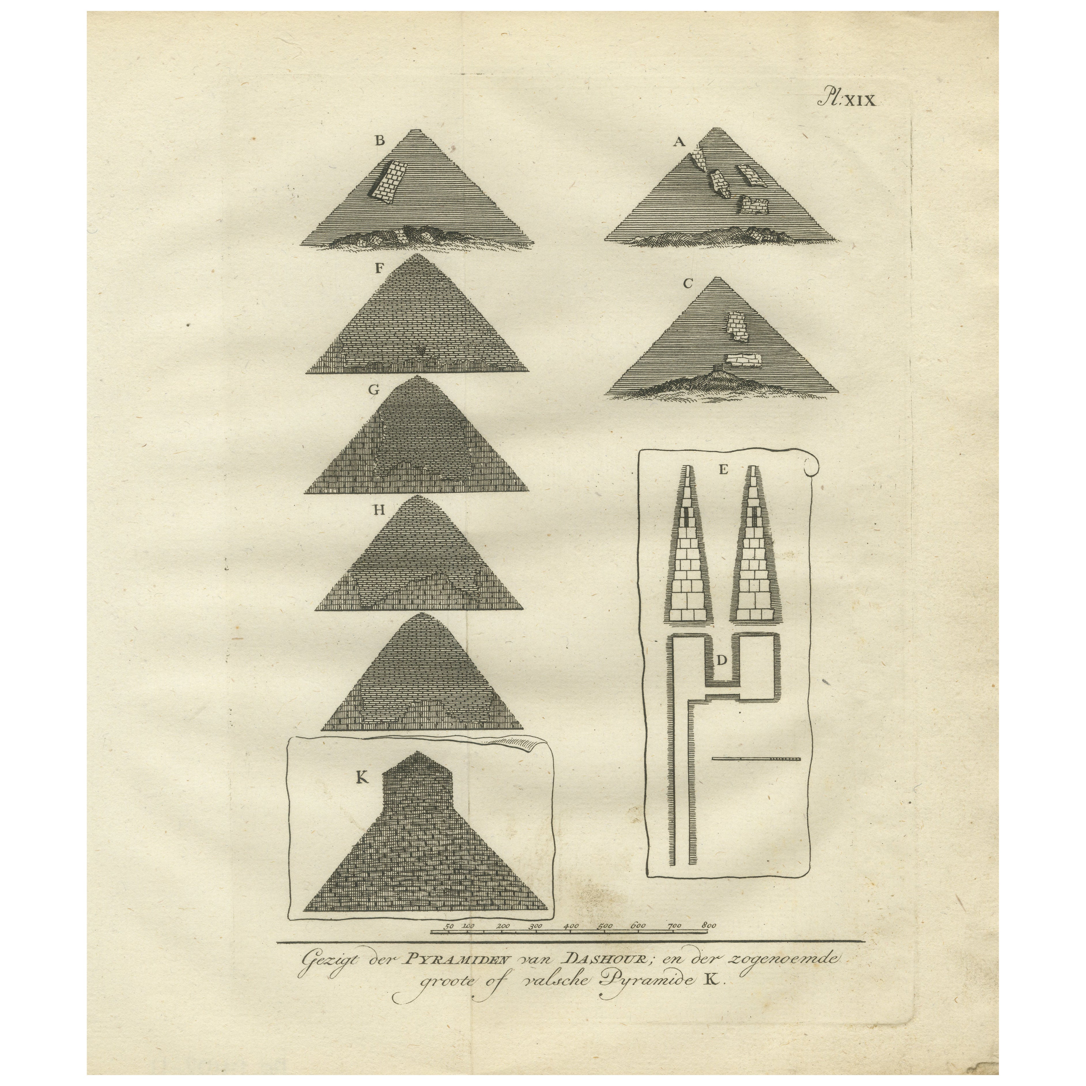 Vistas de las pirámides de Dashur y plano de la falsa pirámide - Egipto, 1776