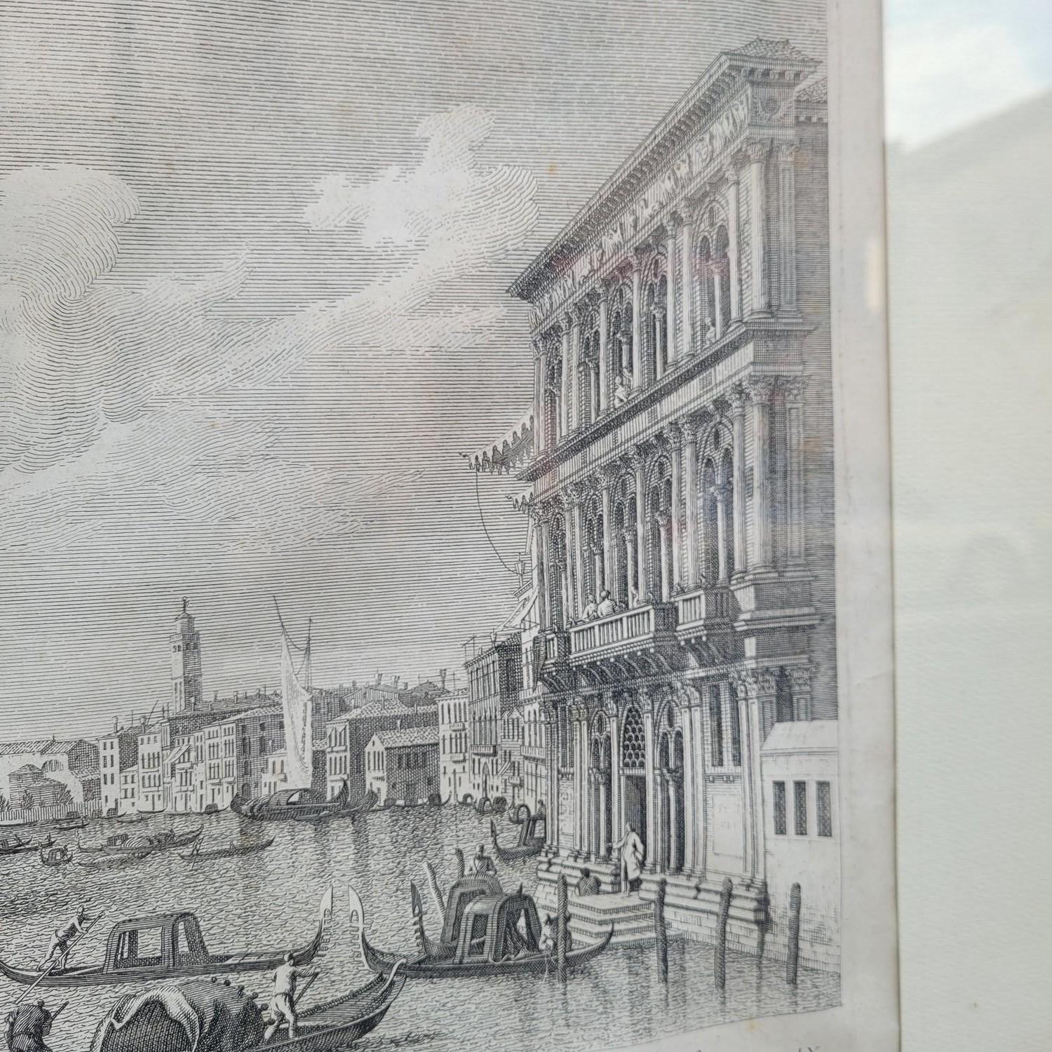 Ansichten von Venedig, nach Vicentini & Canaletto, gerahmte Stiche, 19. (Papier) im Angebot