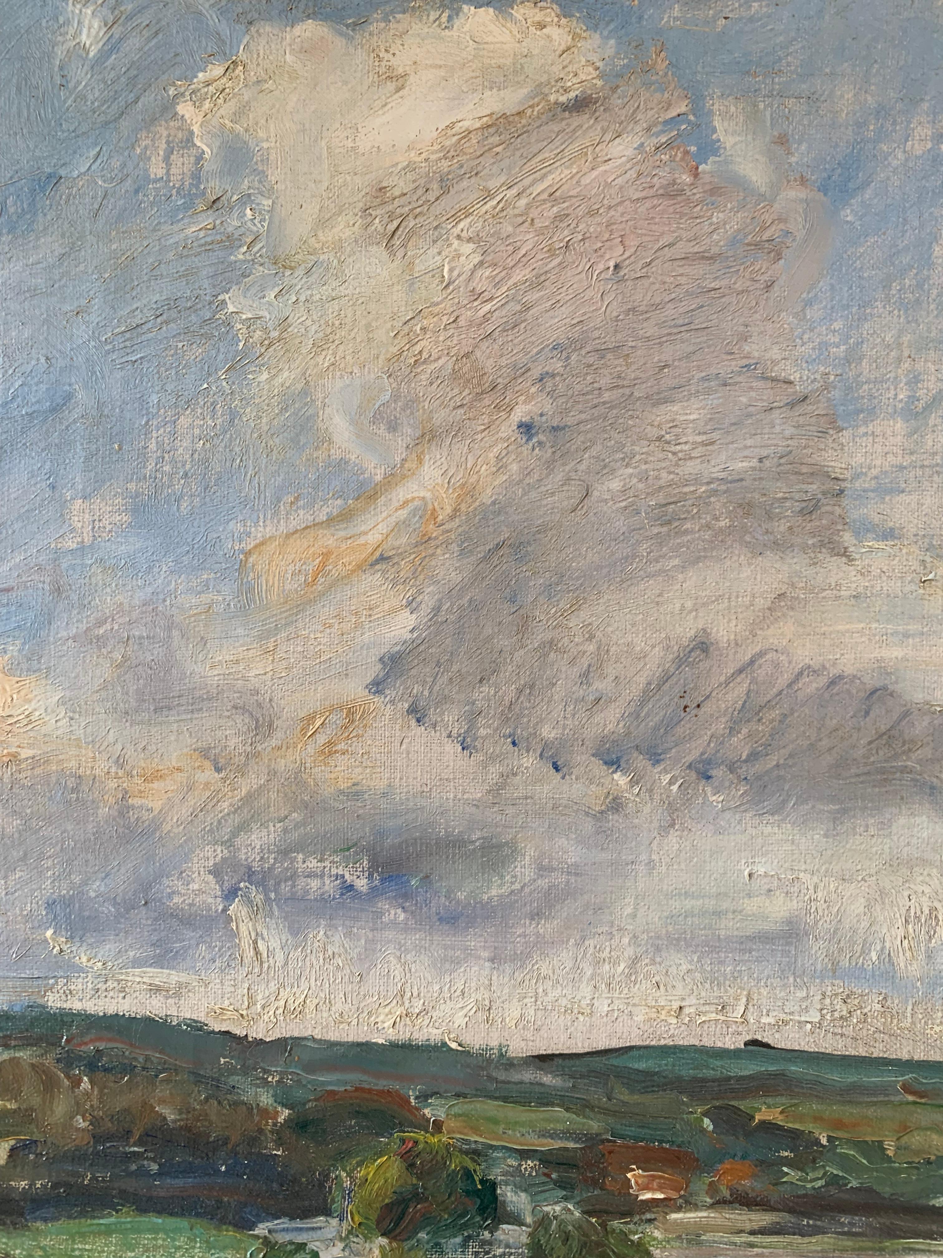 Peint Viggo Bertram Jacobsen (1900-1969) peinture à l'huile du milieu du siècle représentant un paysage côtier en vente