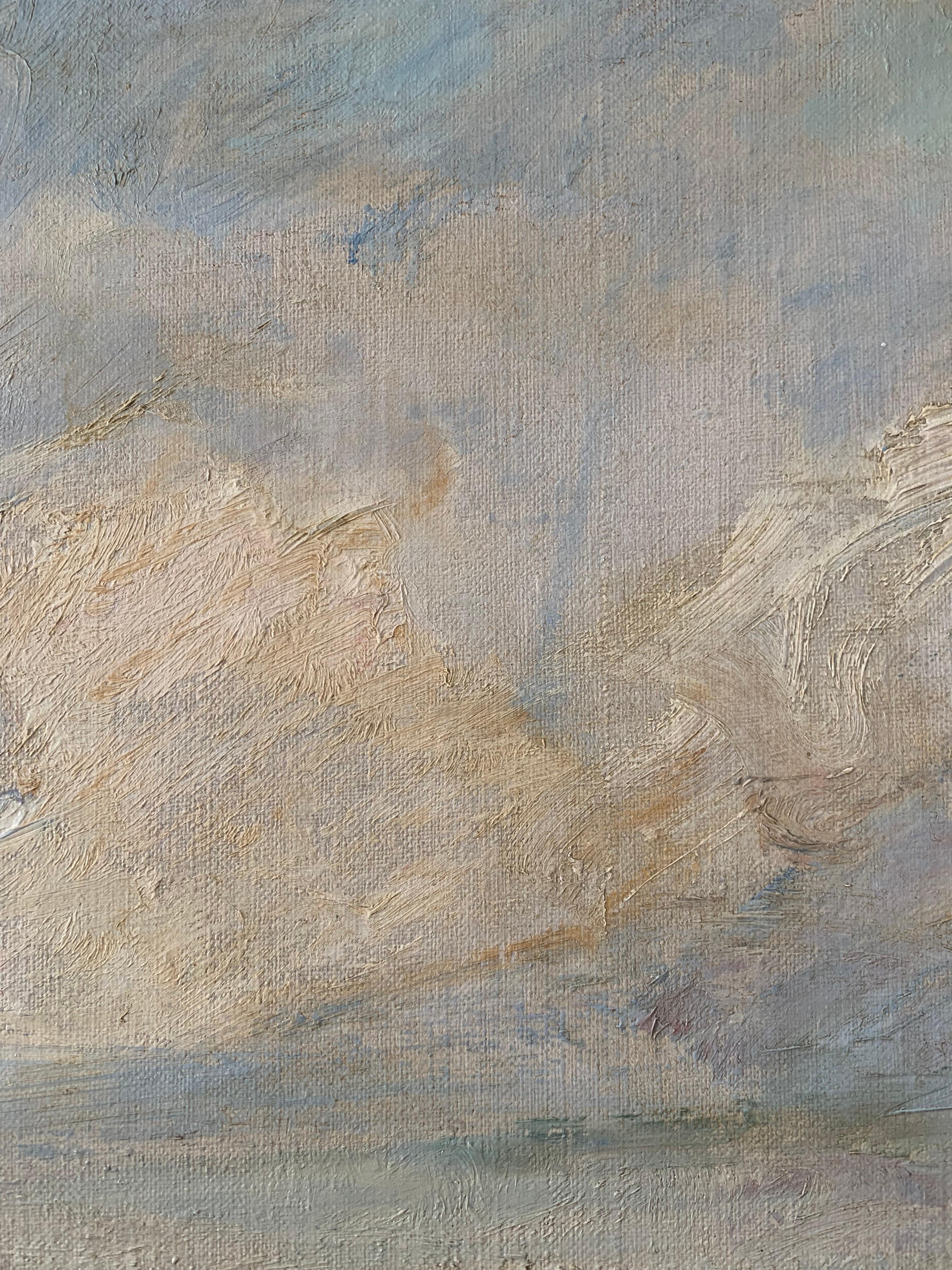 Viggo Bertram Jacobsen (1900-1969) peinture à l'huile du milieu du siècle représentant un paysage côtier Bon état - En vente à Ebberup, DK