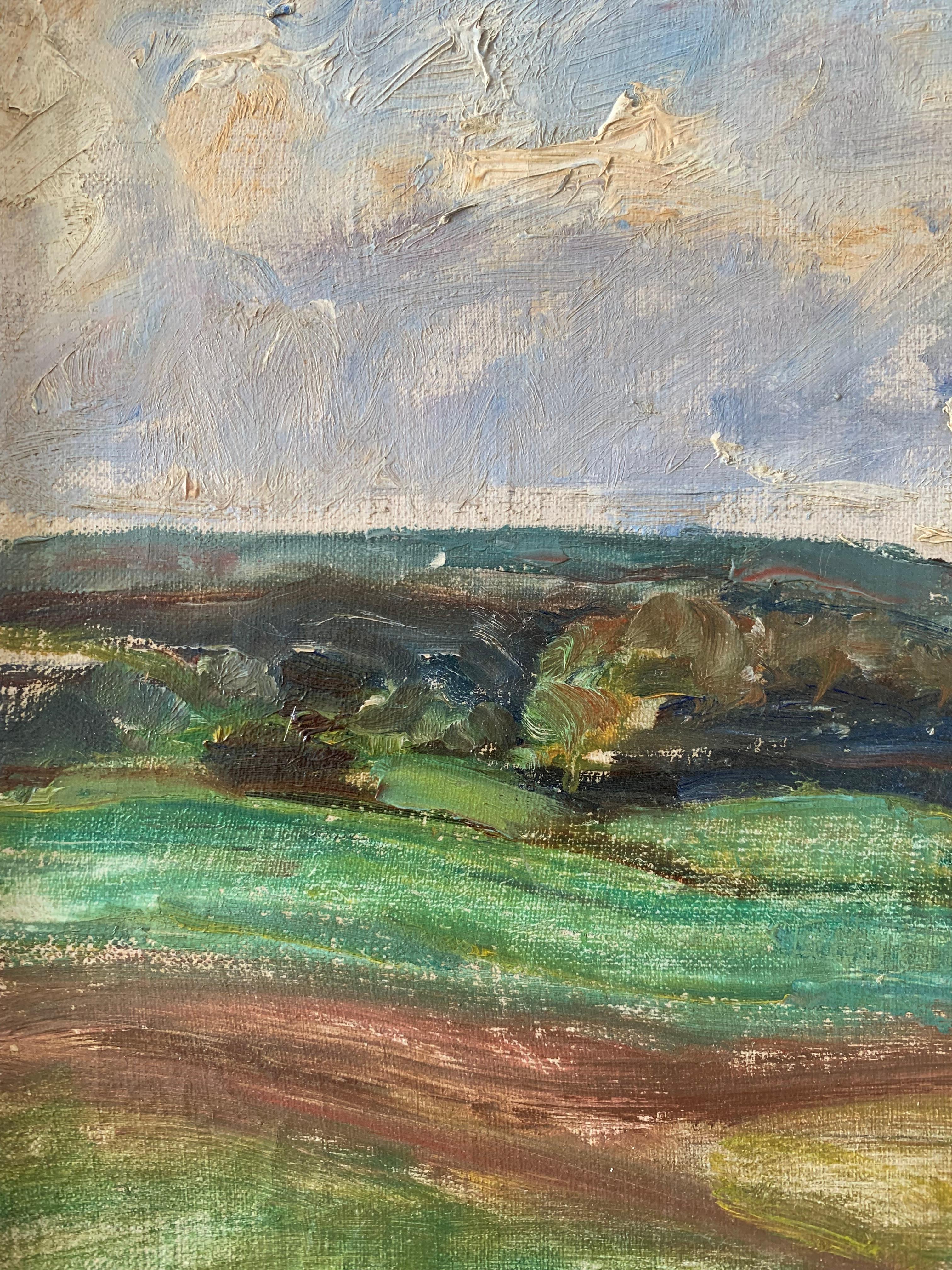 20ième siècle Viggo Bertram Jacobsen (1900-1969) peinture à l'huile du milieu du siècle représentant un paysage côtier en vente