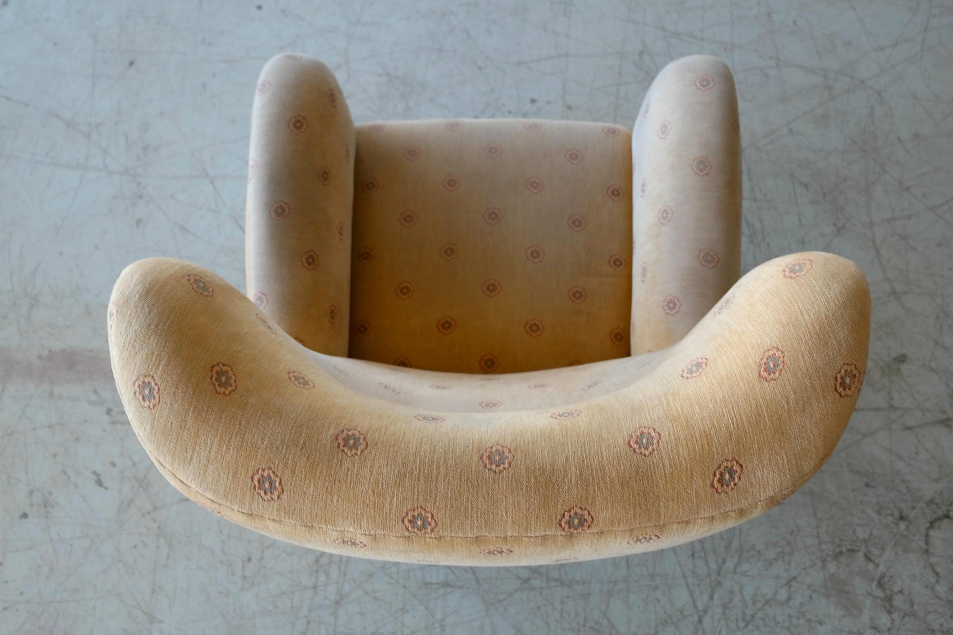 Beech Viggo Boesen Attributed High Back Lounge Chair Danish Midcentury