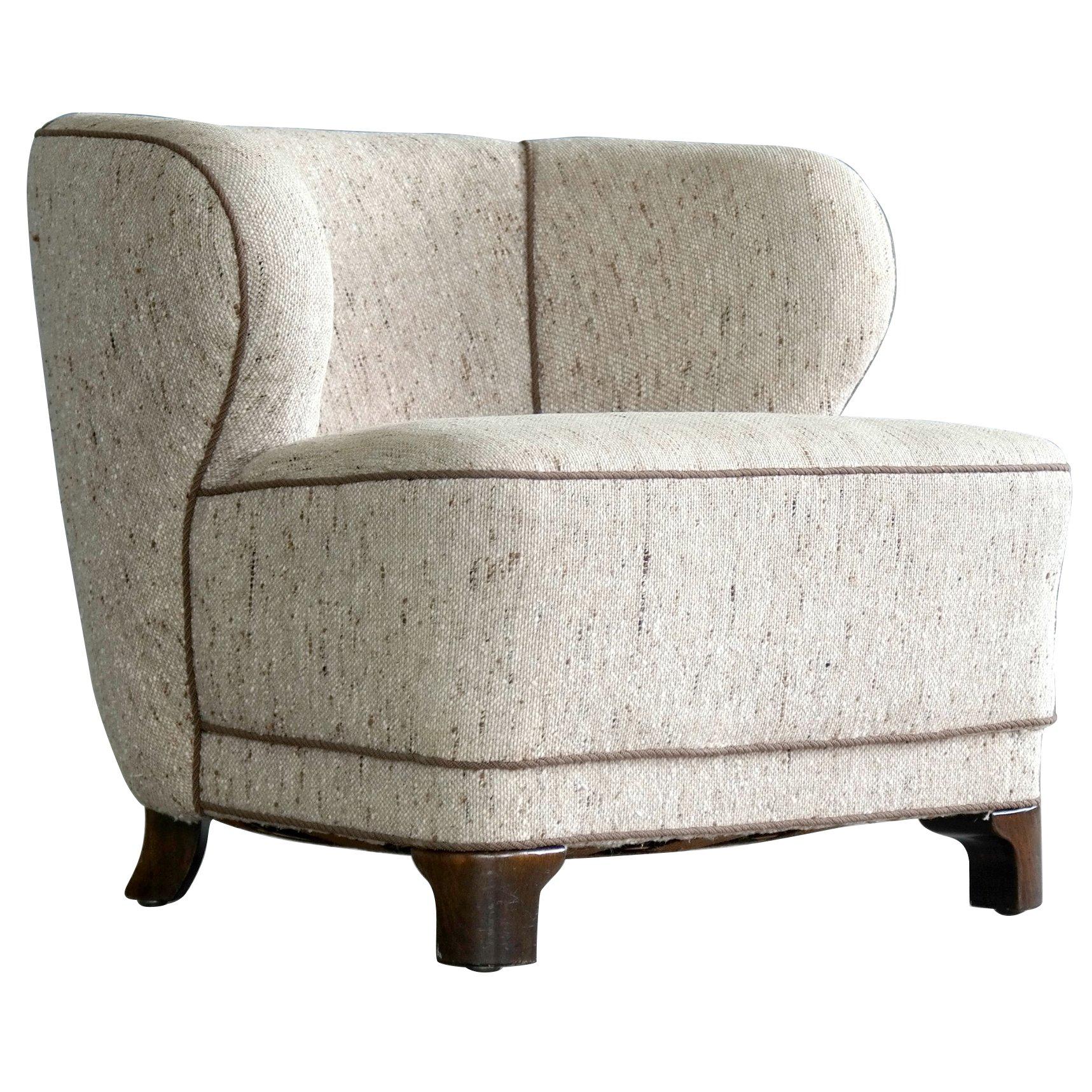 Viggo Boesen Attributed Lounge Chair, 1940s Danish, Midcentury