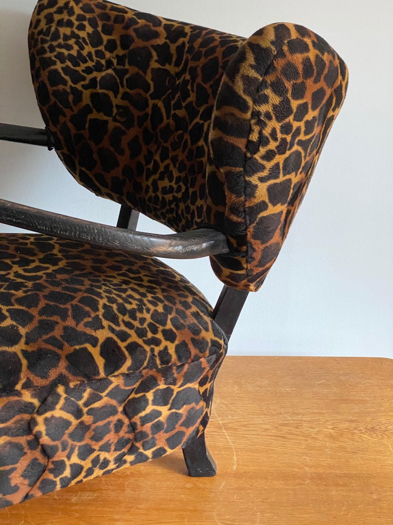 Viggo Boesen ‘Attributed’ Lounge Chair, Dark Stained Beech, Fabric, 1940s 1