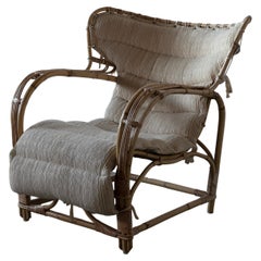 Viggo Boesen, "Attribution" Lounge Chair, Bamboo, Cane, Fabric, Denmark, 1940s