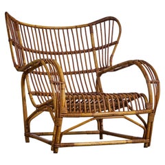 Viggo Boesen Attribution, Lounge Chairs, Bamboo, Rattan, Denmark, 1950s