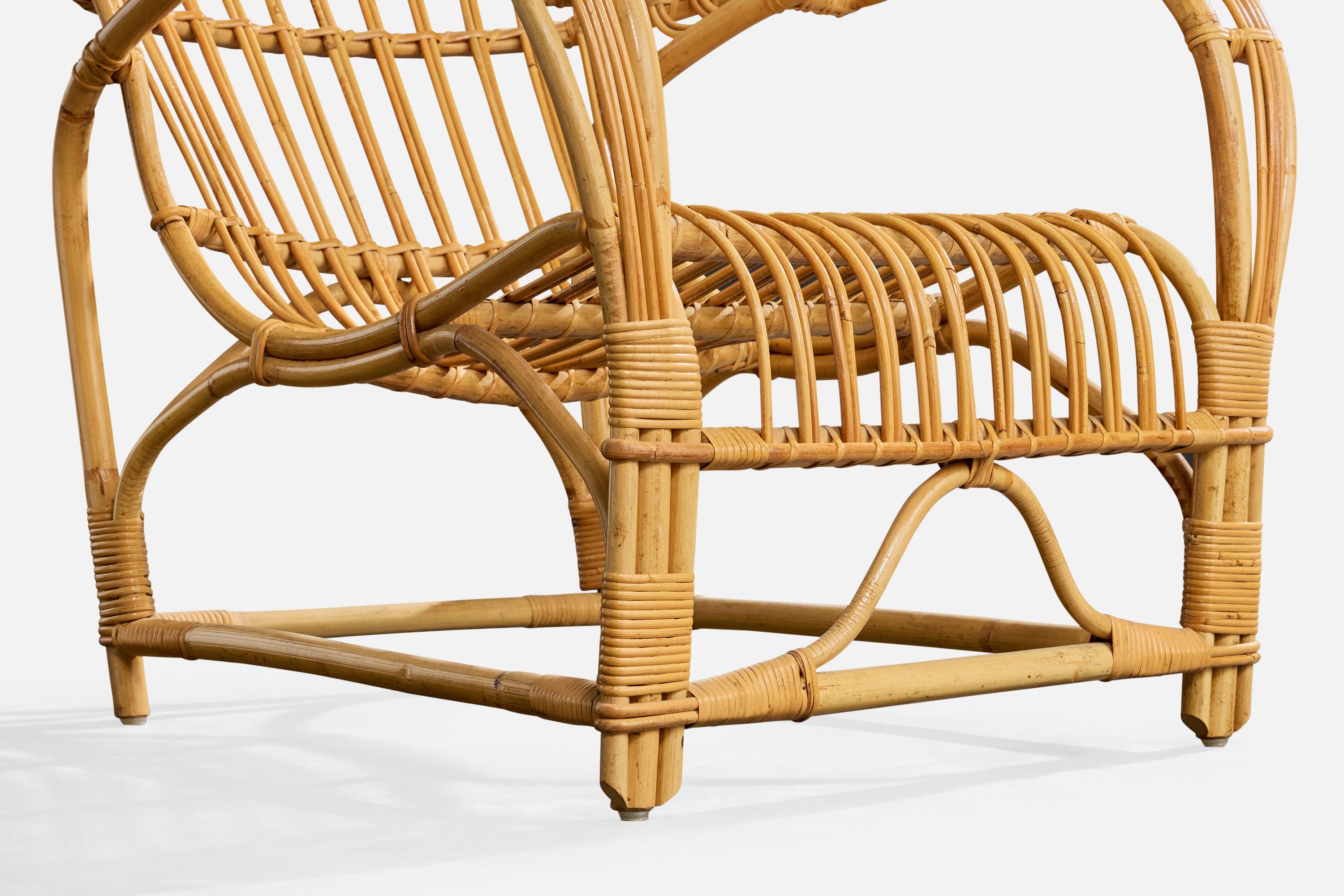 Viggo Boesen Attribution, Lounge Chairs, Bamboo, Rattan, Sweden, 1950s im Angebot 5