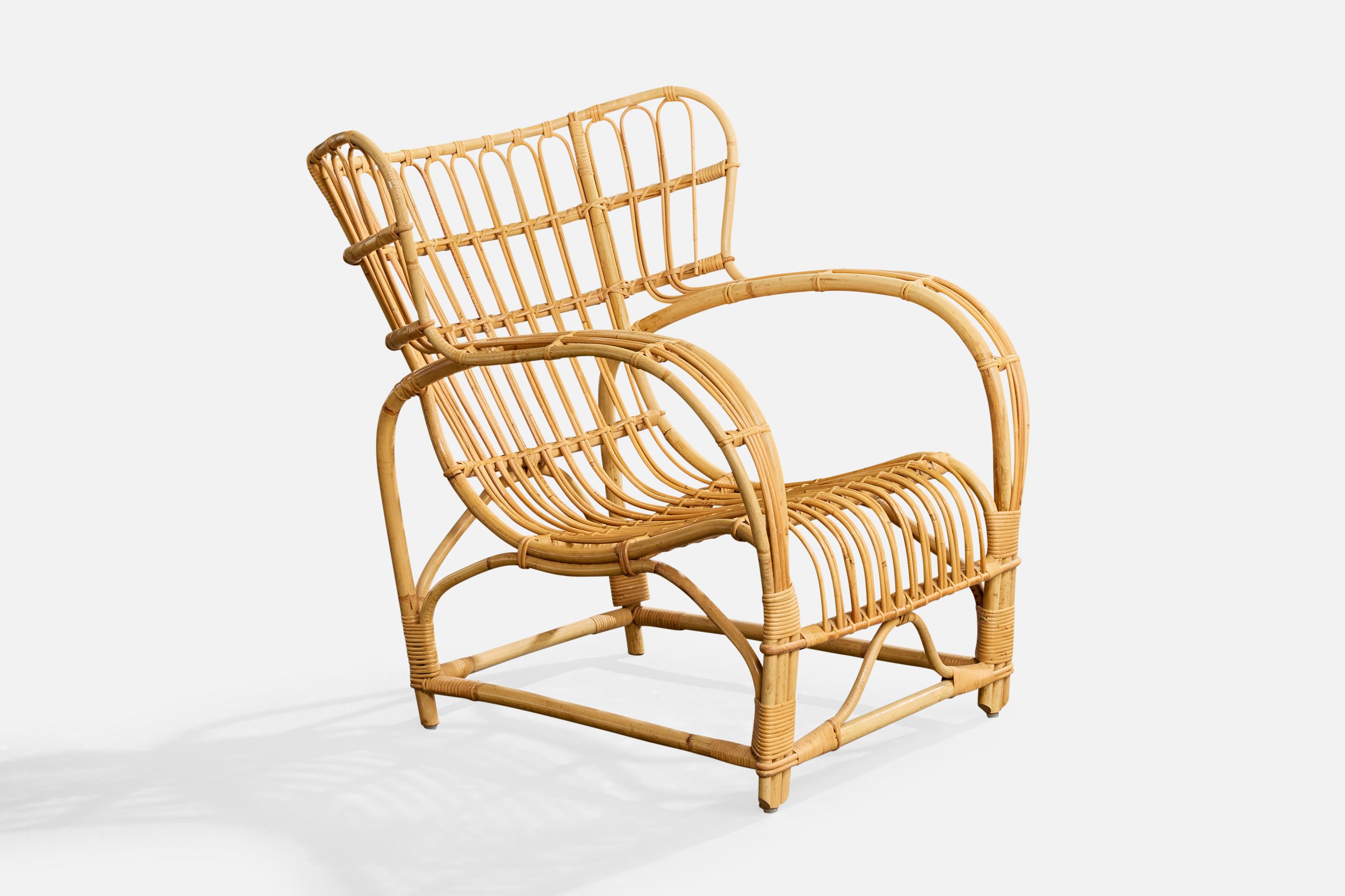 Viggo Boesen Attribution, Lounge Chairs, Bamboo, Rattan, Sweden, 1950s im Zustand „Gut“ im Angebot in High Point, NC