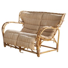 Viggo Boesen Attribution, Sofa, Bamboo, Rattan, Fabric, Sweden, 1940s