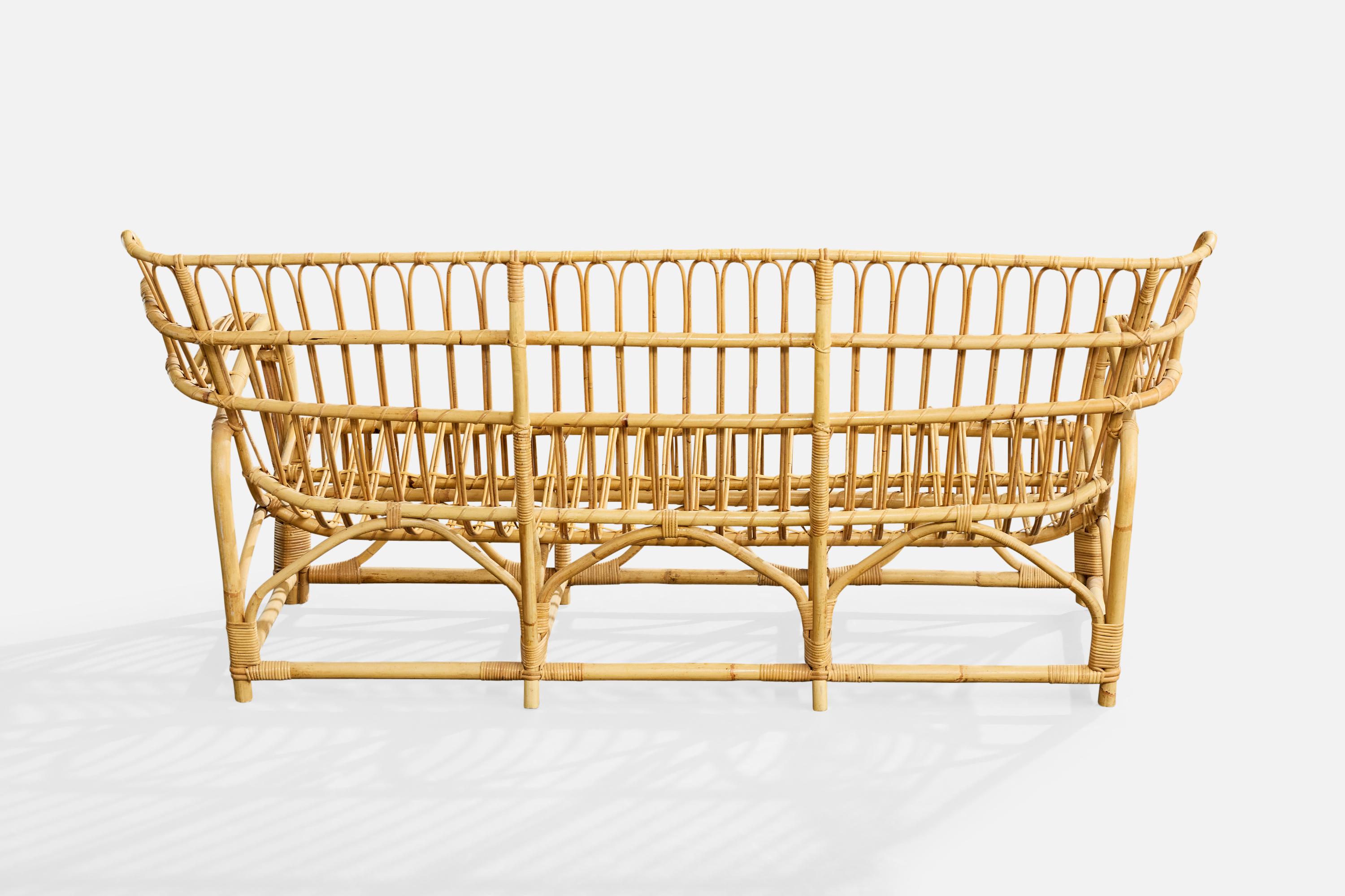 Viggo Boesen Attribution, Sofa, Bamboo, Rattan, Sweden, 1950s Bon état - En vente à High Point, NC