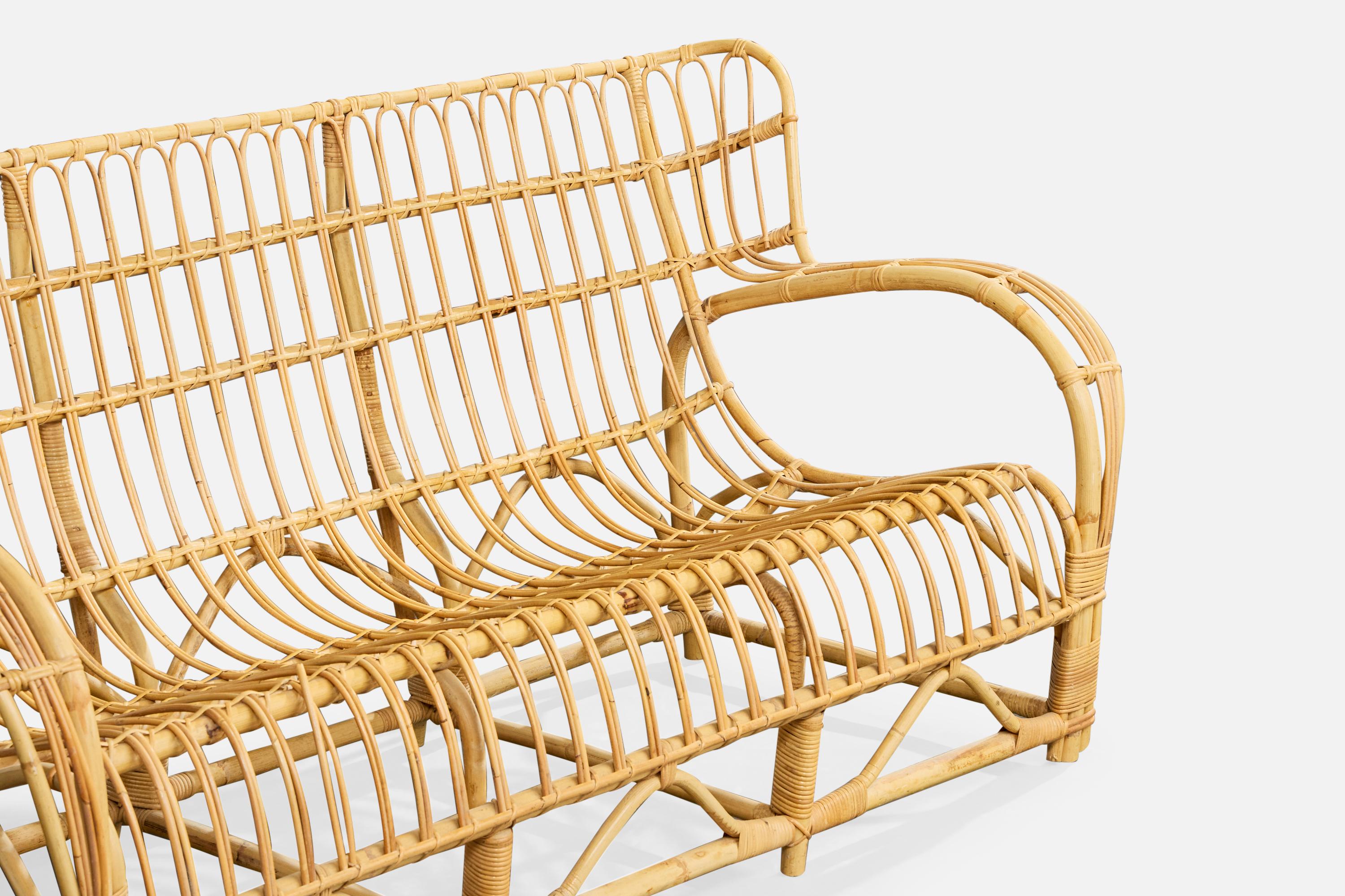 Milieu du XXe siècle Viggo Boesen Attribution, Sofa, Bamboo, Rattan, Sweden, 1950s en vente
