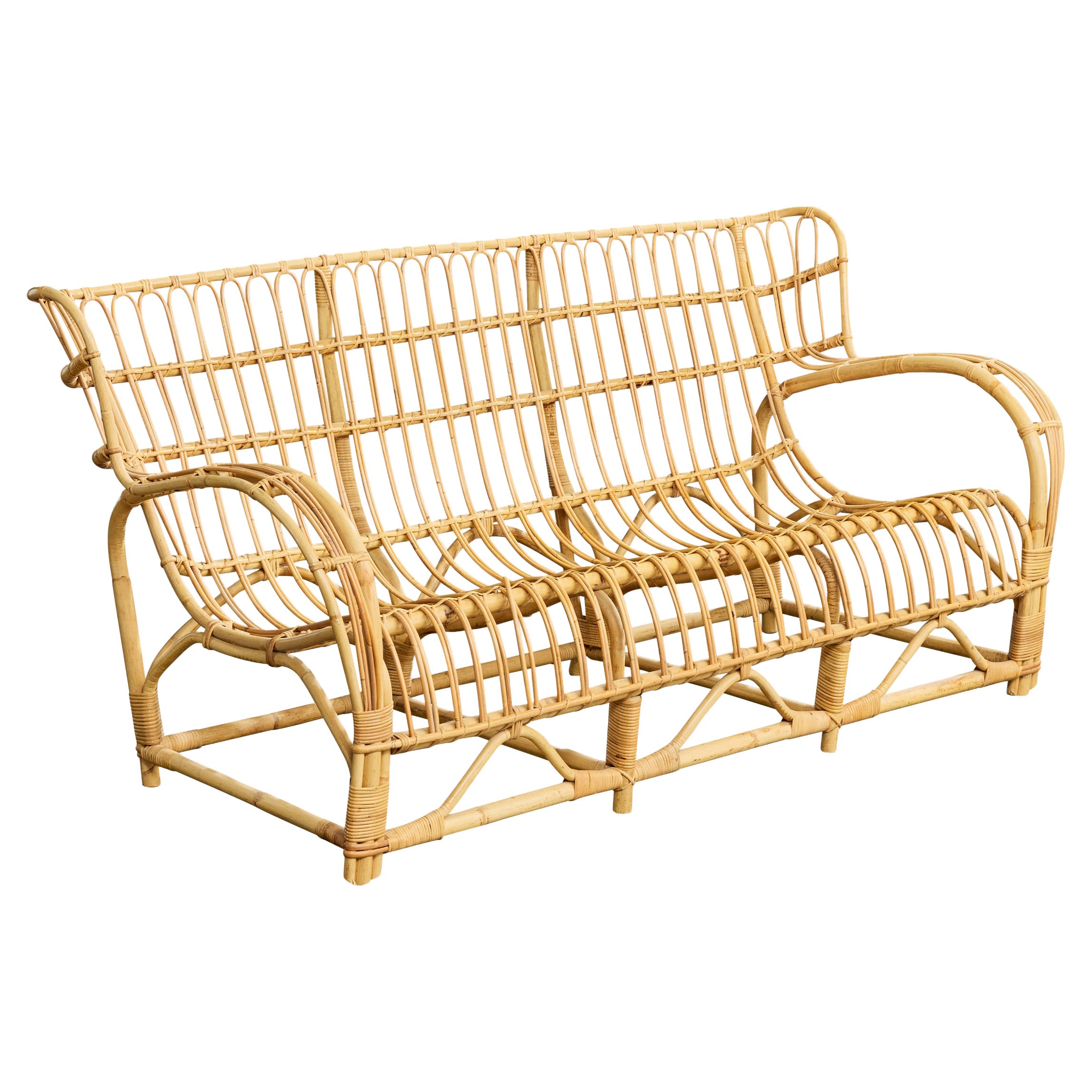 Viggo Boesen Attribution, Sofa, Bamboo, Rattan, Sweden, 1950s