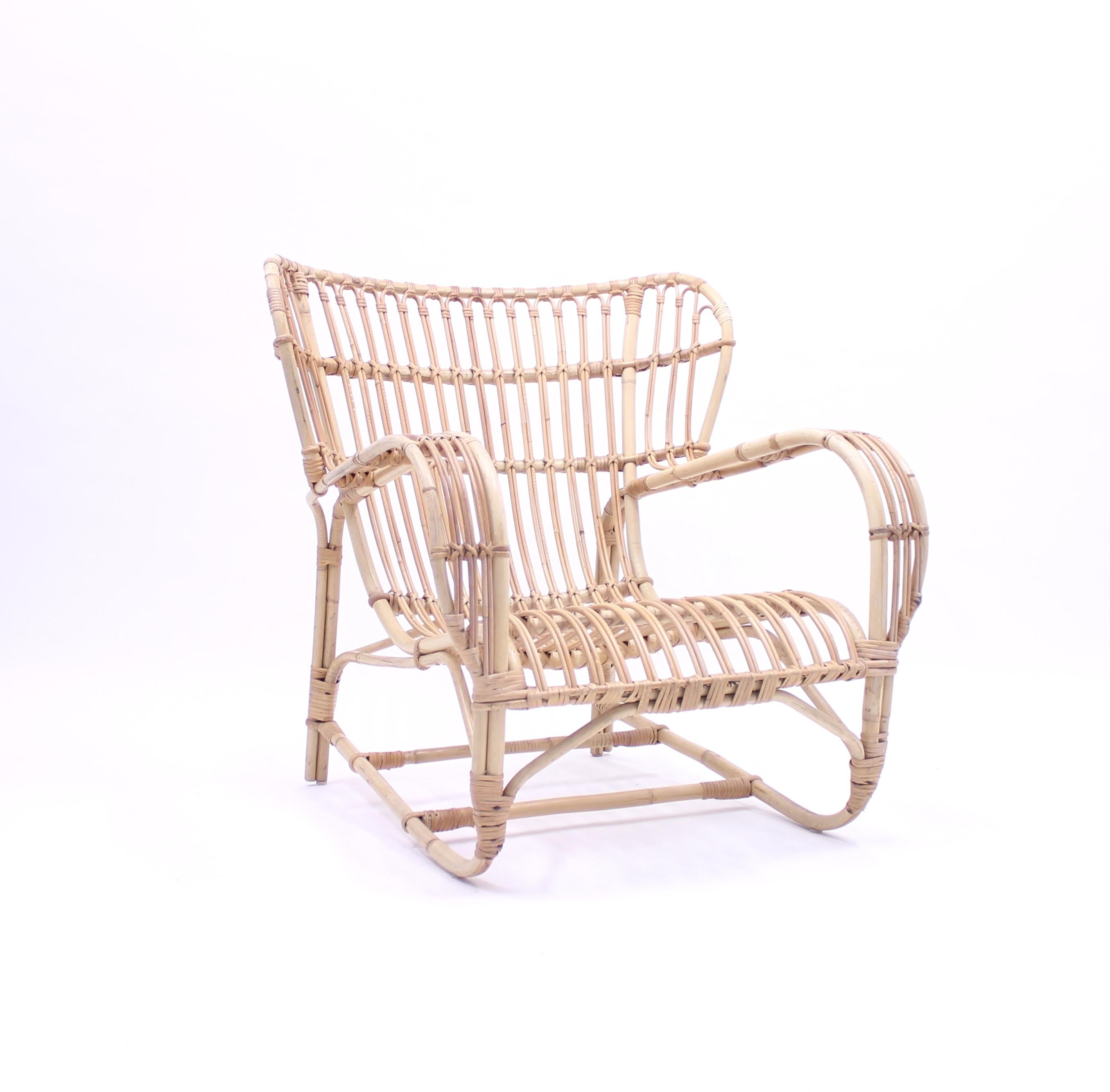 Danish Viggo Boesen, Bamboo & Rattan Easy Chair, 1960s