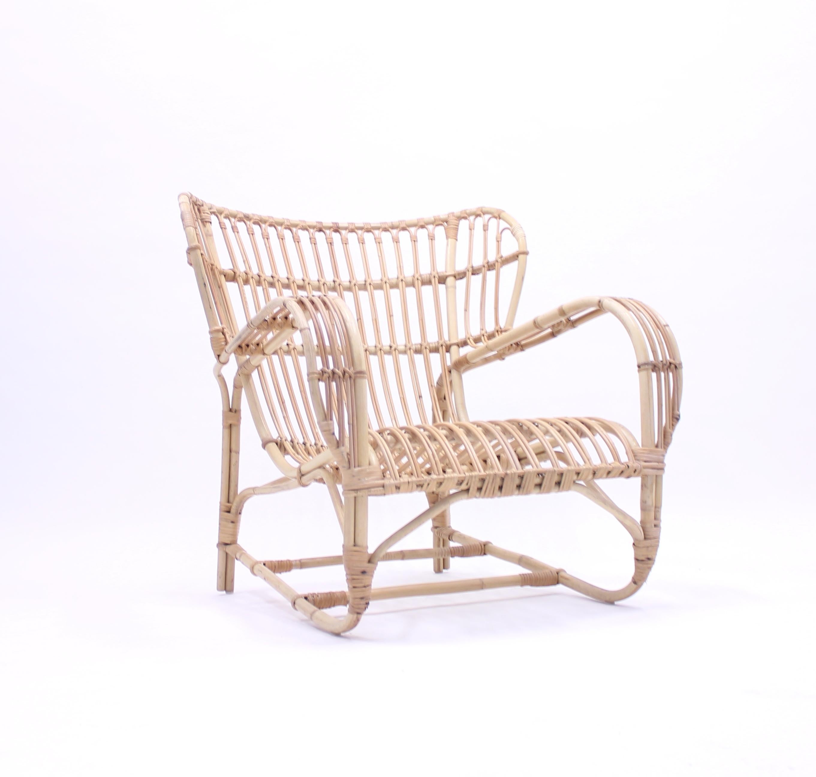 Viggo Boesen, Bamboo & Rattan Easy Chair, 1960s In Good Condition In Uppsala, SE