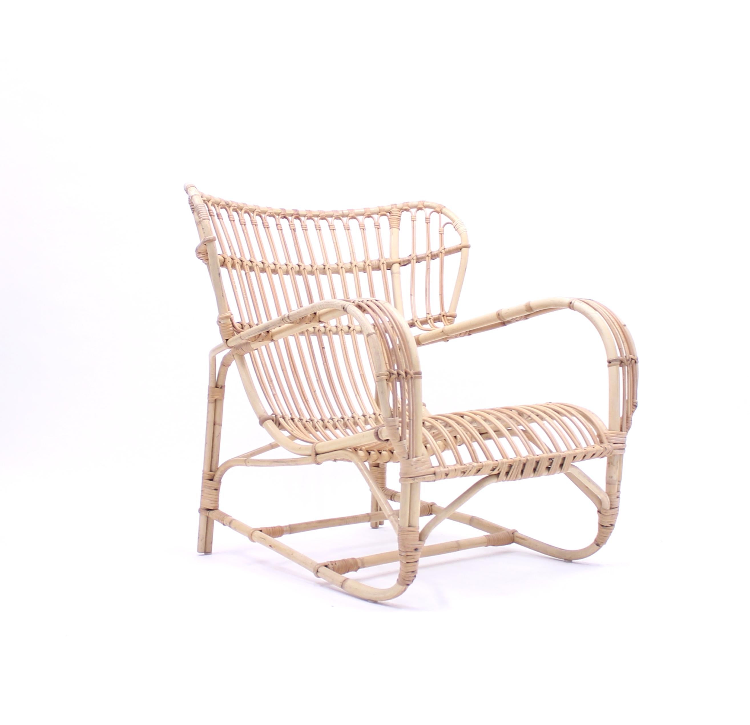 20th Century Viggo Boesen, Bamboo & Rattan Easy Chair, 1960s