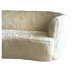 Viggo Boesen Curved Sofa upholstered in Cream Shearling