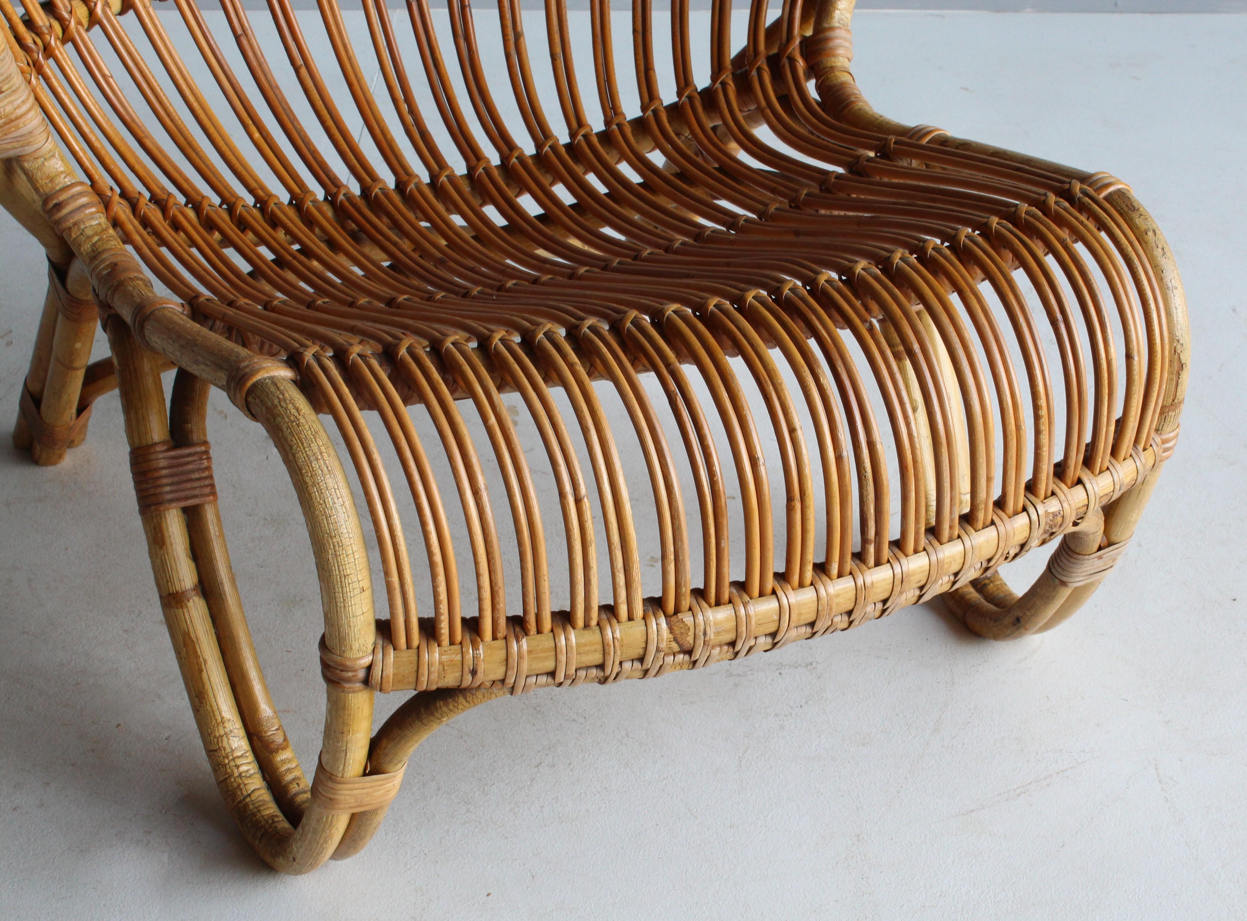 Danish Viggo Boesen, Early Lounge Chair, Bamboo, Cane, E. V. A. Nissen & Co. 1940s