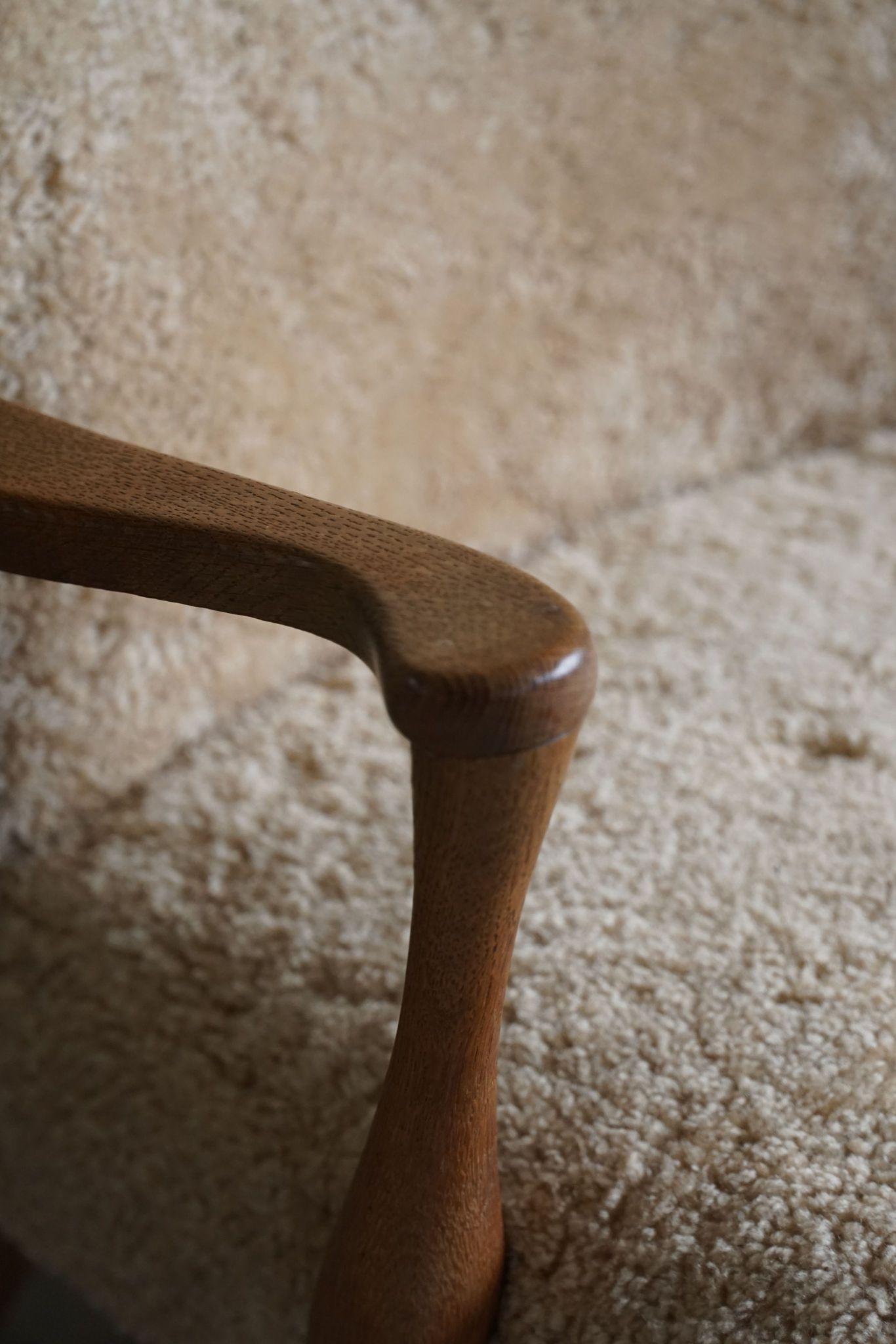 Viggo Boesen, Lounge Chair in Oak & Shearling Lambswool, Danish Modern, 1950s 5