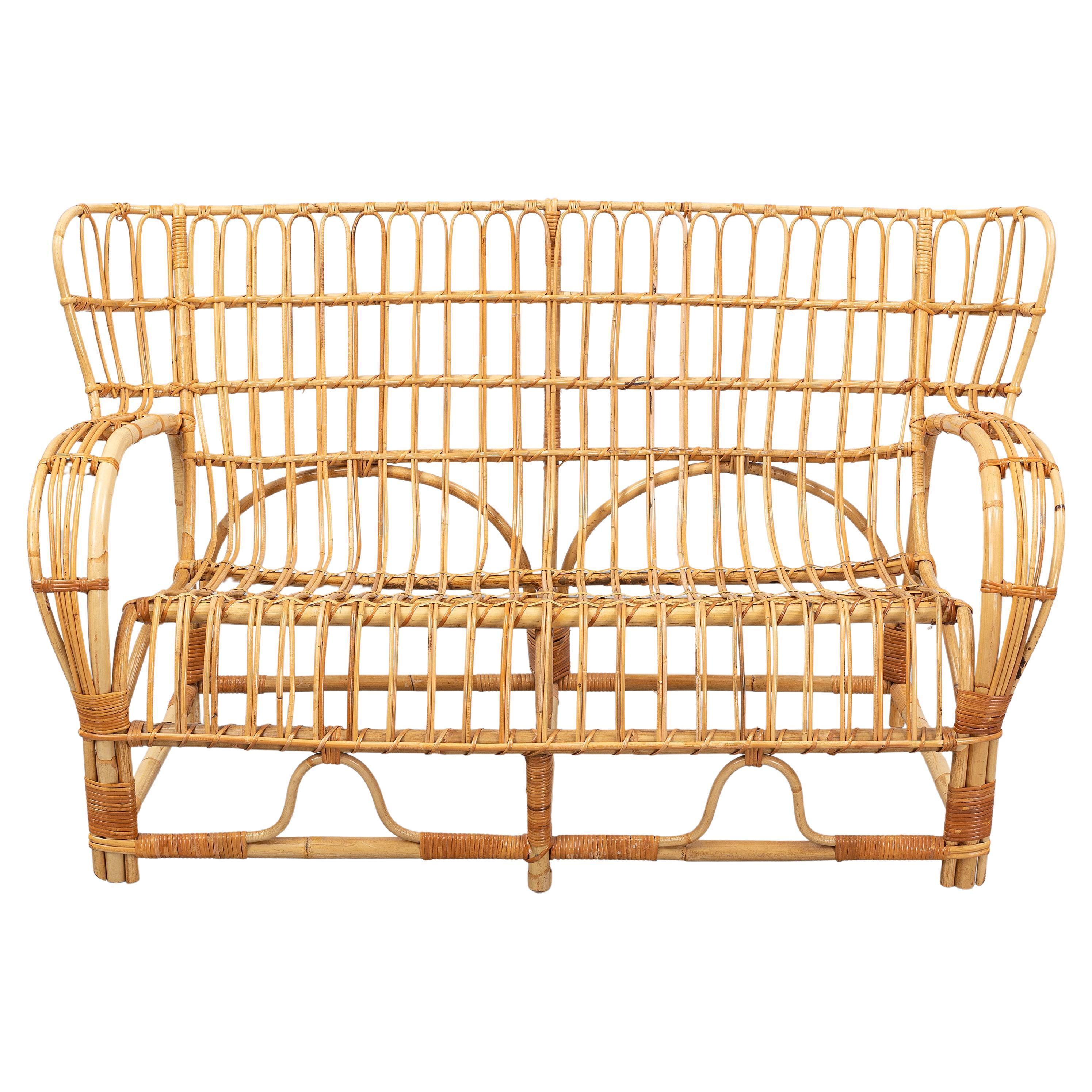 Rattan and Cane sofa designed by Viggo Boesen-see other listing with matching chair.
 