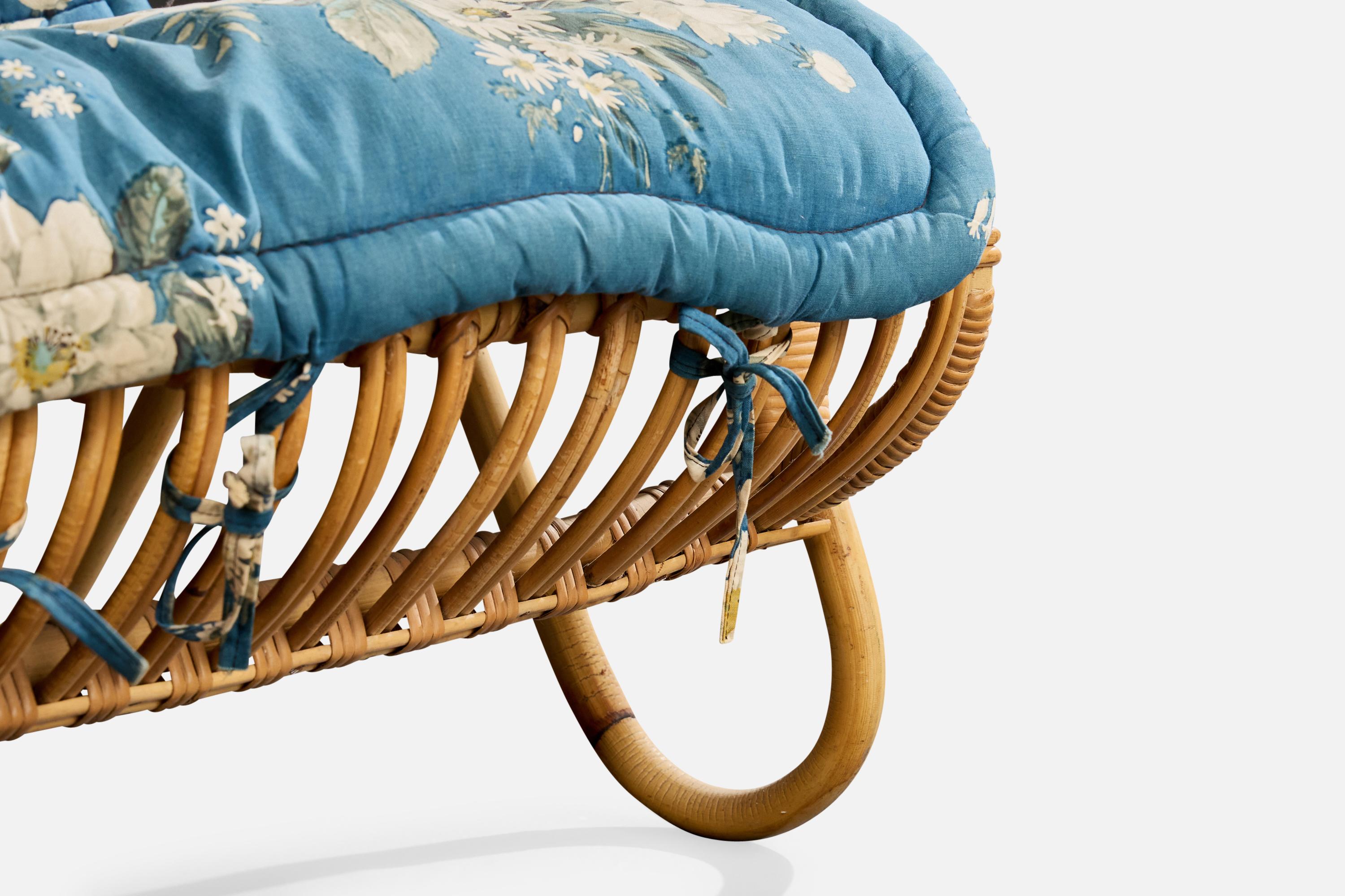 Viggo Boesen, Sofa, Bamboo, Rattan, Fabric, Denmark, 1950s en venta 6