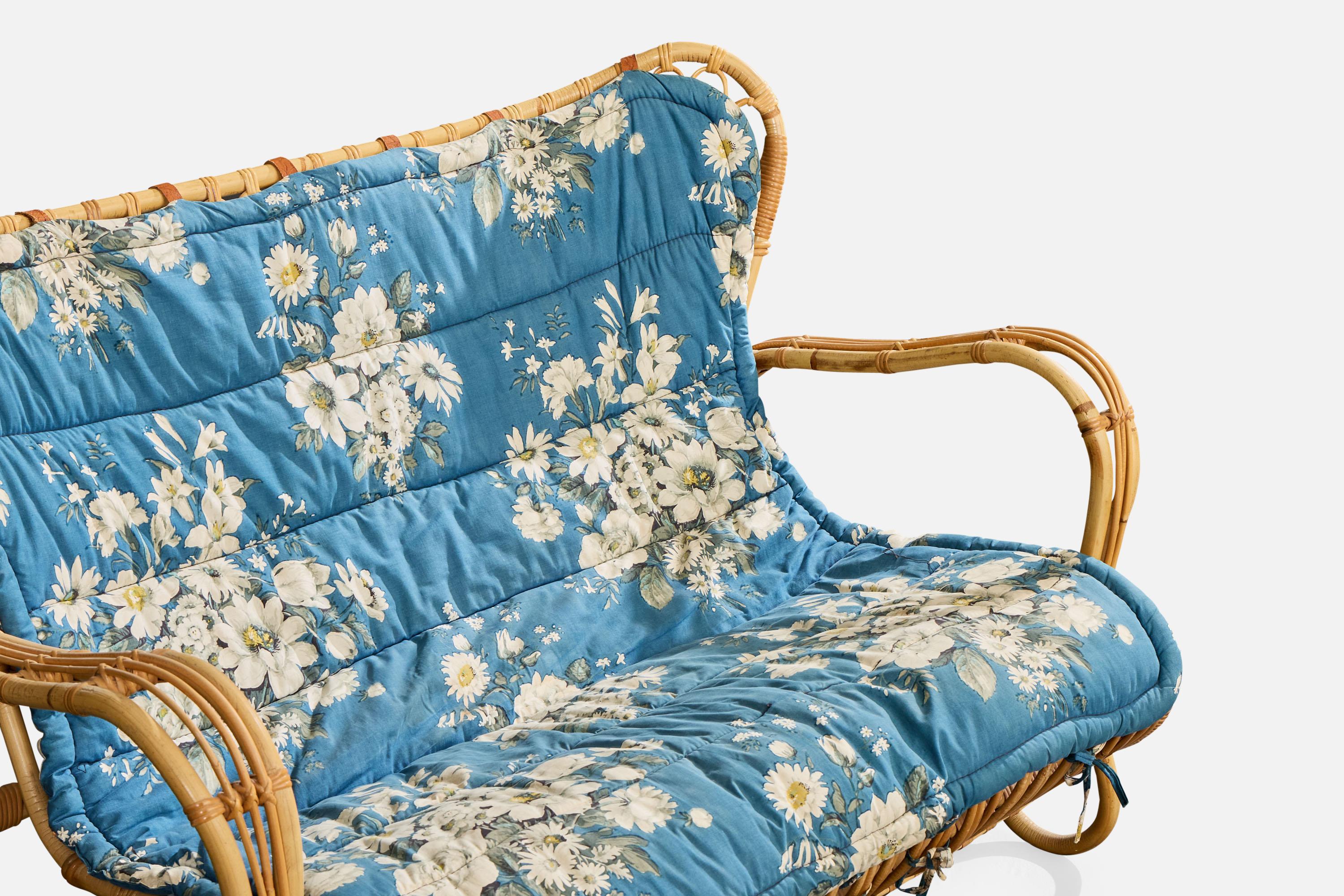 Viggo Boesen, Sofa, Bamboo, Rattan, Fabric, Denmark, 1950s en venta 1