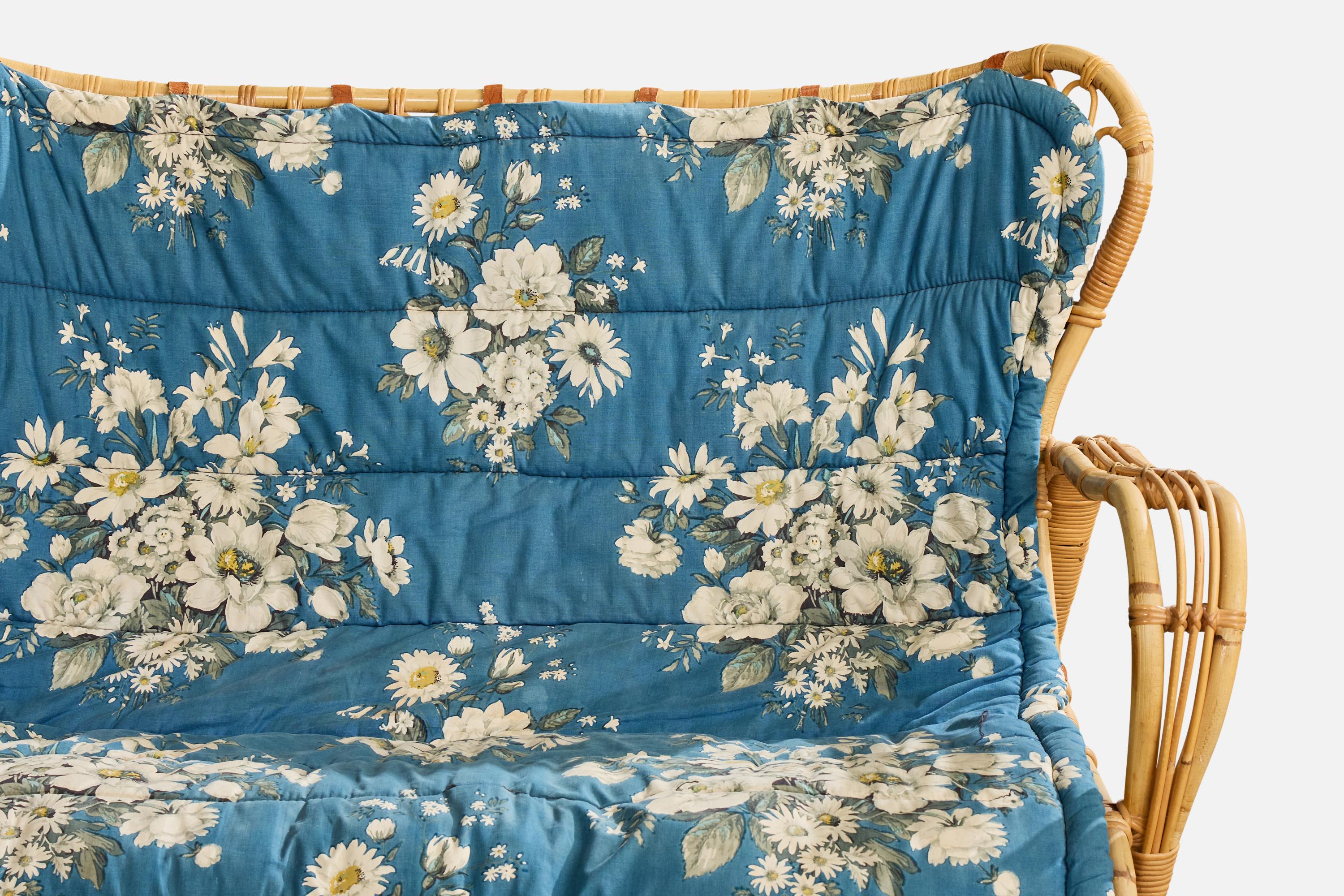 Viggo Boesen, Sofa, Bamboo, Rattan, Fabric, Denmark, 1950s en venta 2