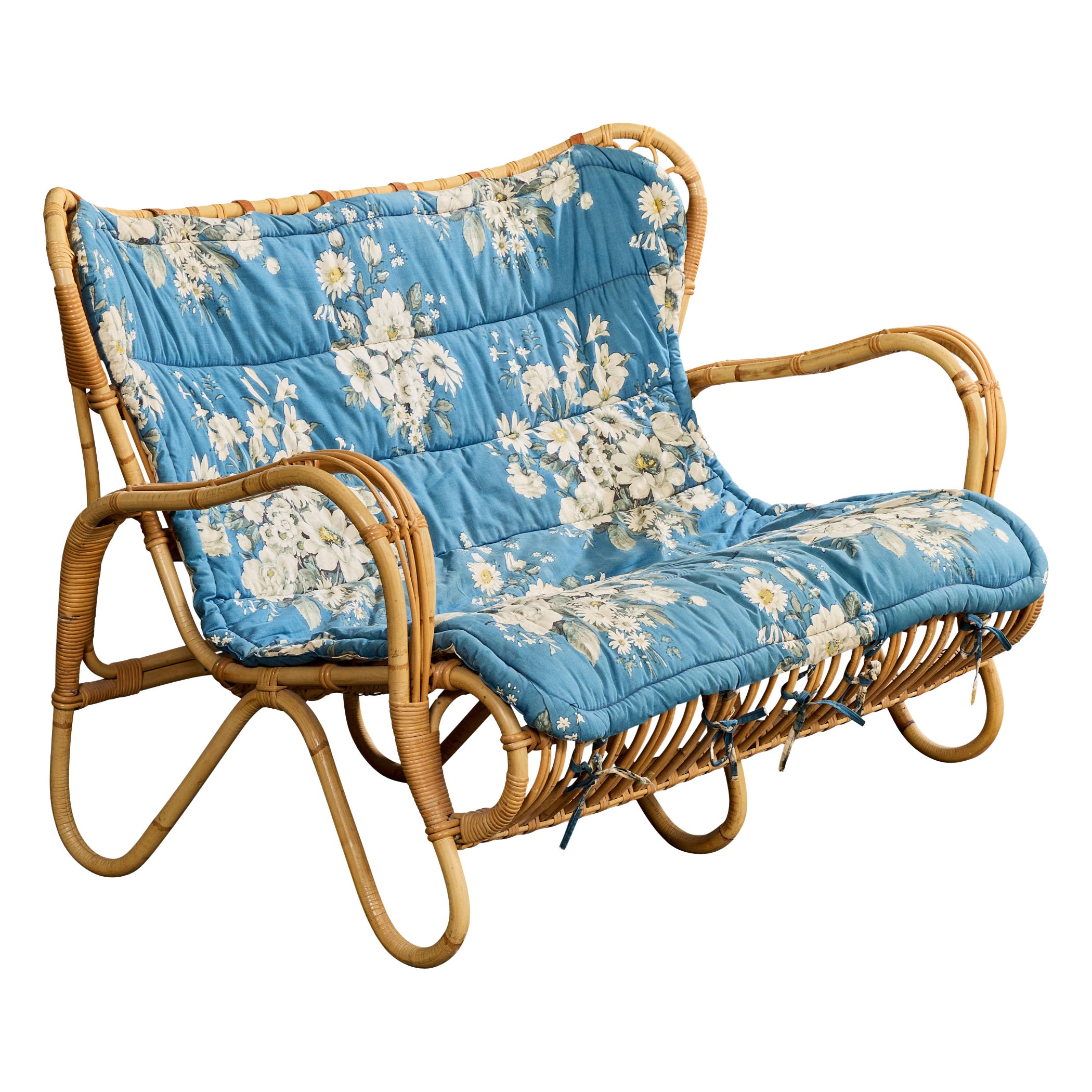 Viggo Boesen, Sofa, Bamboo, Rattan, Fabric, Denmark, 1950s