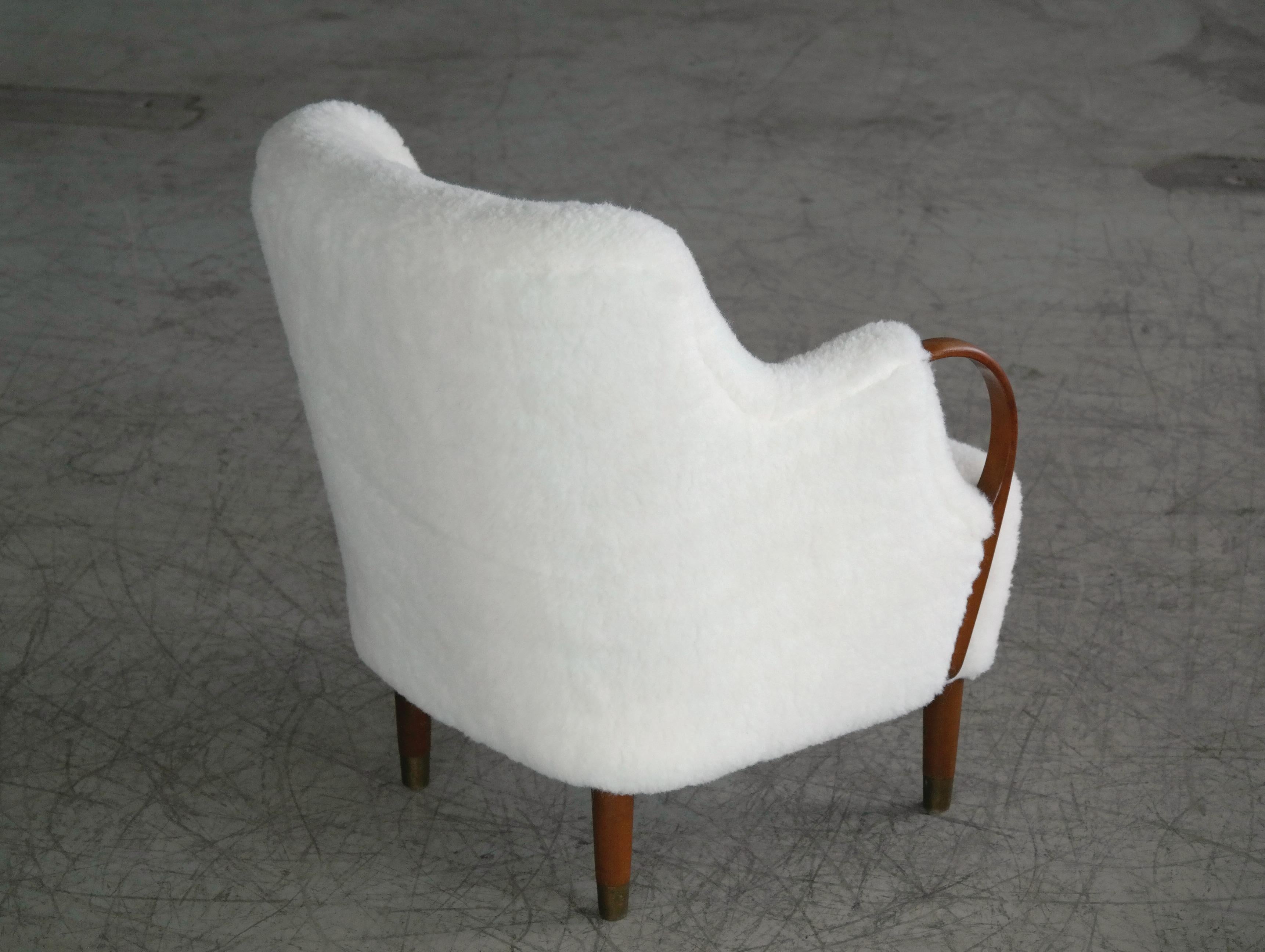 Wool Viggo Boesen Style Curved Lounge Model No. 96 in Lambswool by N.A. Jørgensen