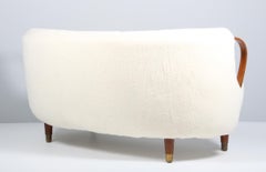 Viggo Boesen Style Curved Sofa Model No. 96 in Lambswool by N.A. Jørgensen