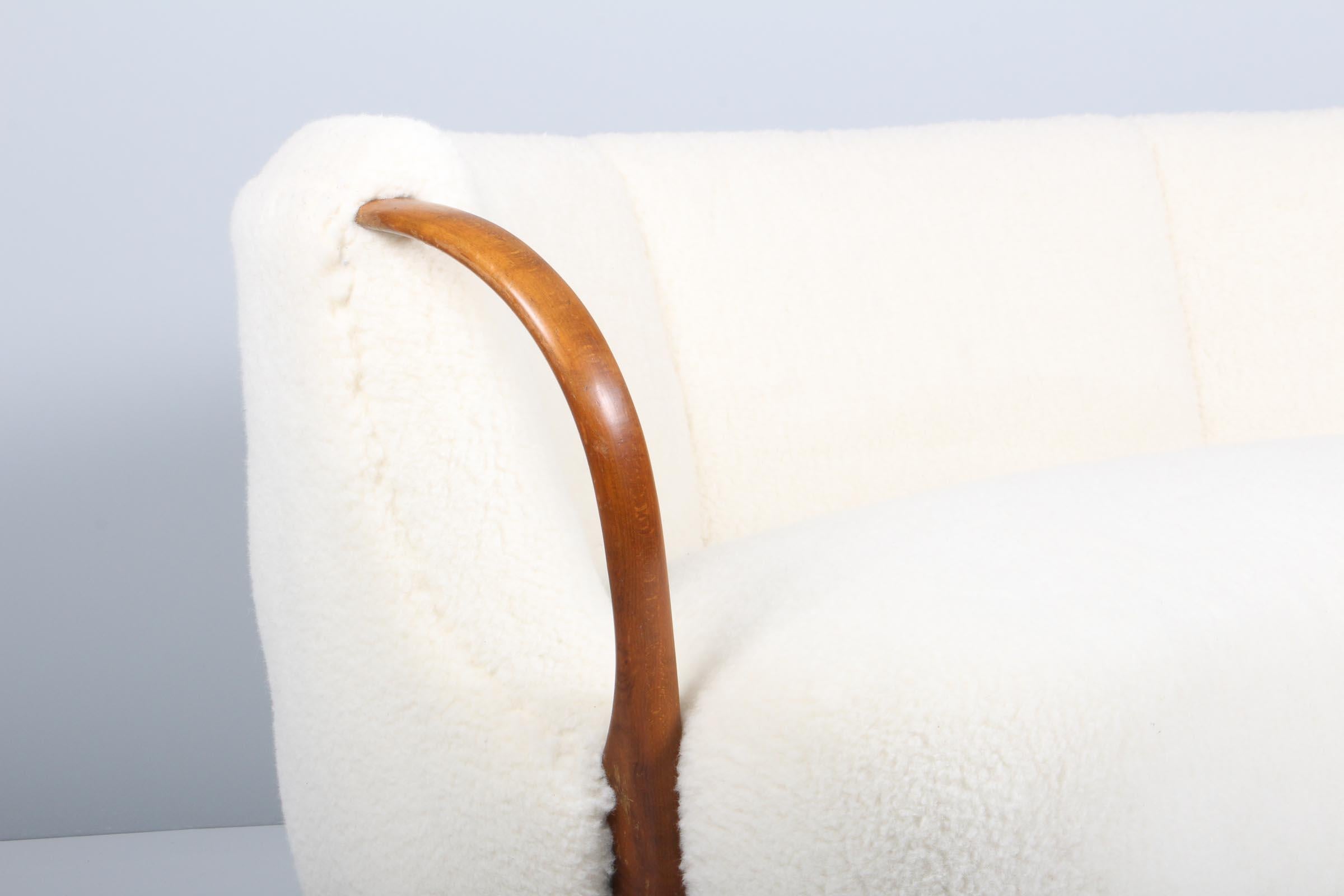 Mid-20th Century Viggo Boesen Style Curved Sofa Model No. 96 in Lambswool by N.A. Jørgensen