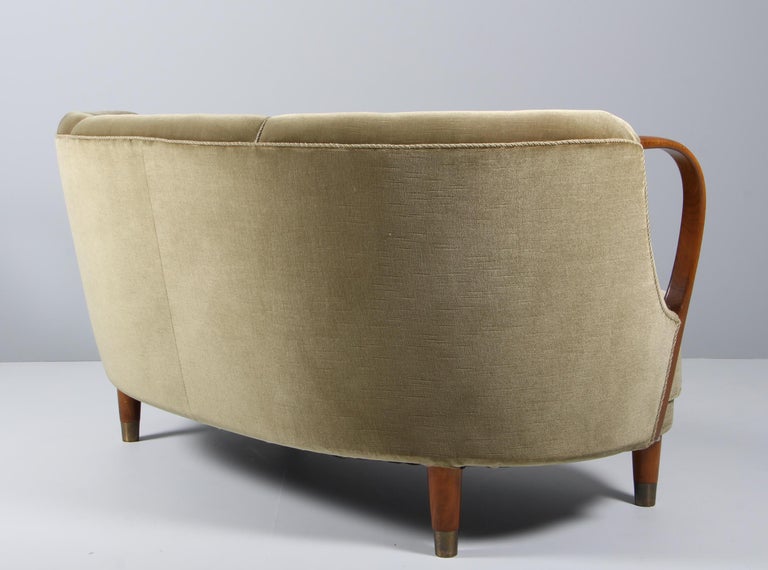 Mid-20th Century Viggo Boesen Style Curved Sofa Model No. 96 in Velvet by N.a. Jørgensen