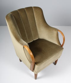 Viggo Boesen Style Lounge Chair Model No. 96 in Lambswool by N.a. Jørgensen