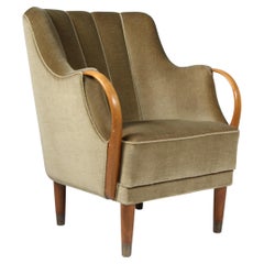 Viggo Boesen Style Lounge Chair Model No. 96 in Lambswool by N.a. Jørgensen