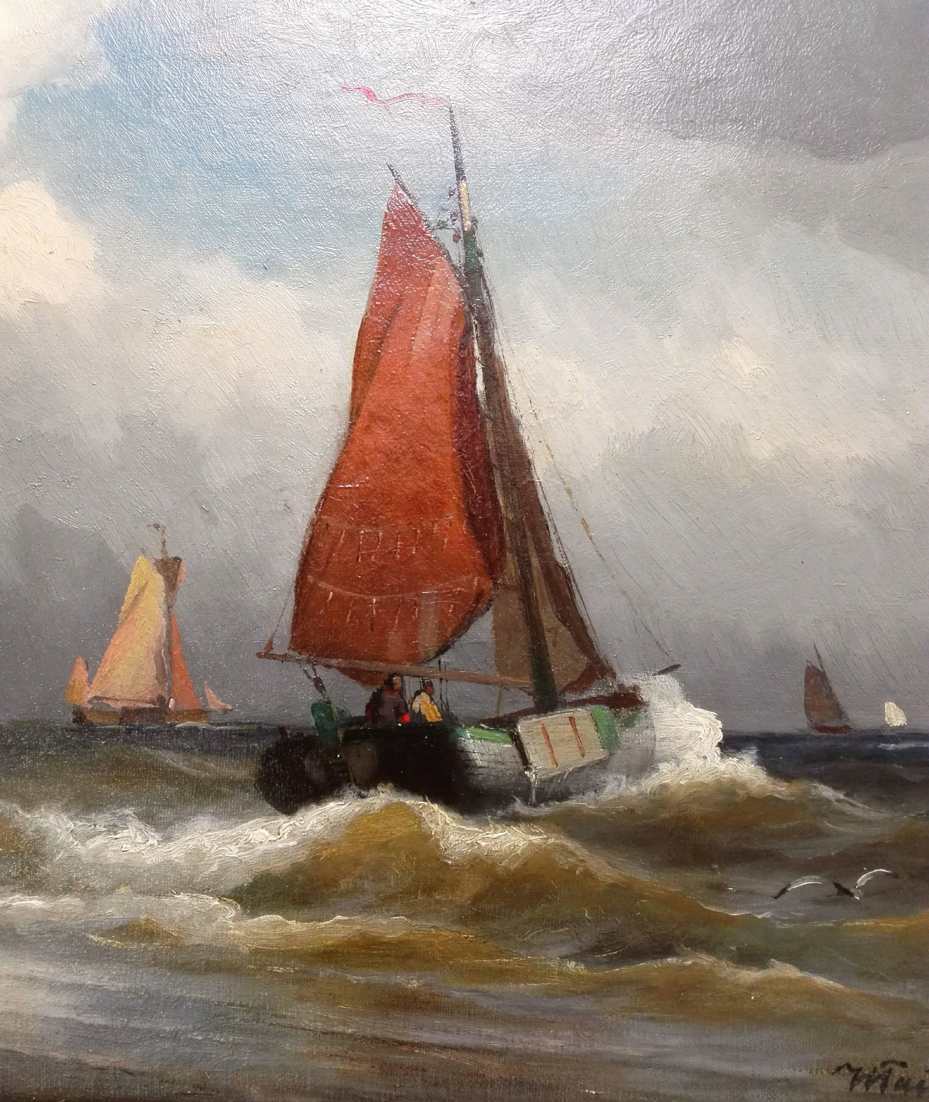 Viggo Fauerhold was a Danish marine and landscape painter of 19th century! Born 1832 in Kopenhagen / Denmark, died 1883 in Dusseldorf!
This absolutely original Painting was over fifty years in privat collection! It is signet with W. Fauerhold and