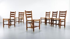 Viggo Hardie-Fischer, set of 6 Danish “Church Chairs” in oak, Sorø Møbelfabrik