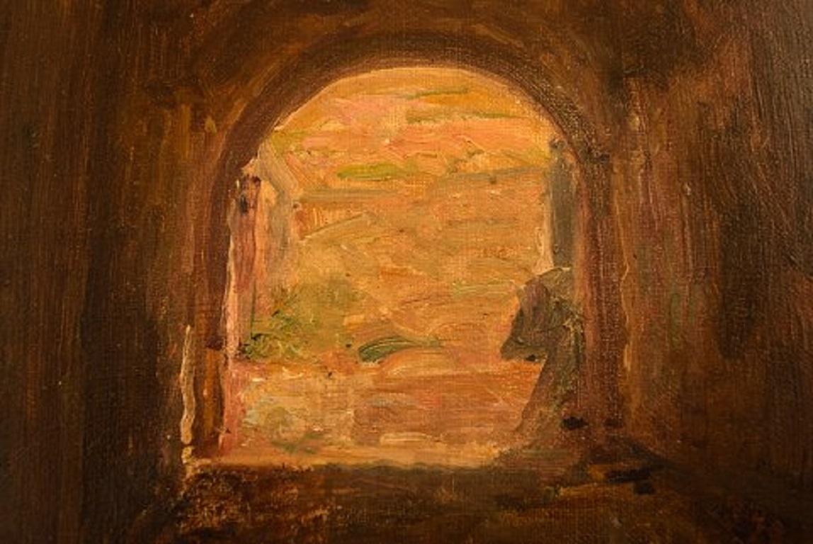 Canvas Viggo Johansen, Well Listed Danish Artist, Amphitheatre, Pompeii