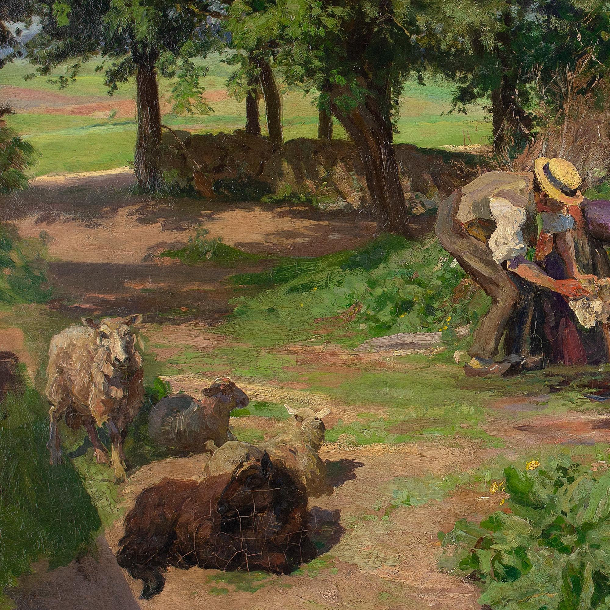 Viggo Pedersen, Sheep Shearing, Oil Painting  5