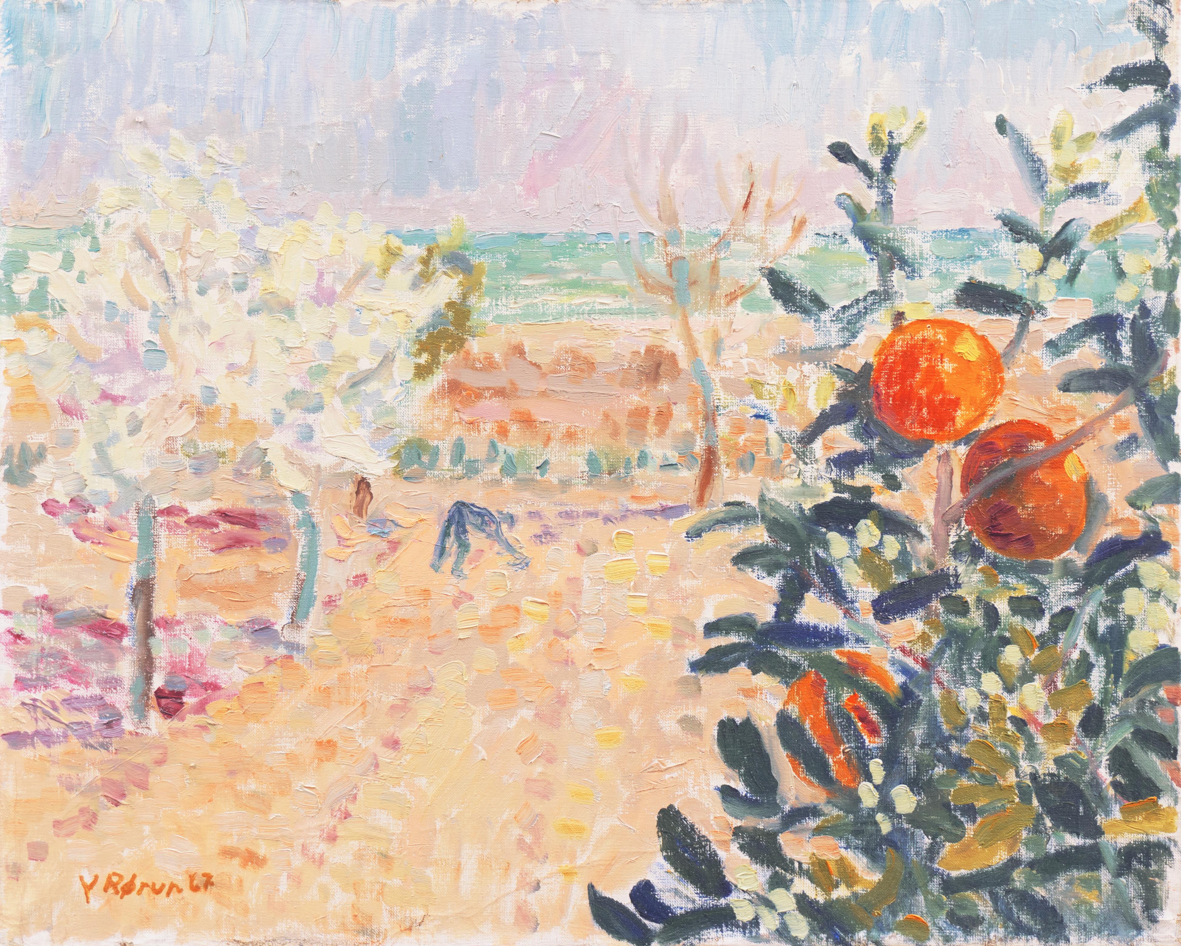 Viggo Rorup Landscape Painting - 'Mediterranean Orange Grove', Paris Modernist, Royal Danish Academy of Fine Arts