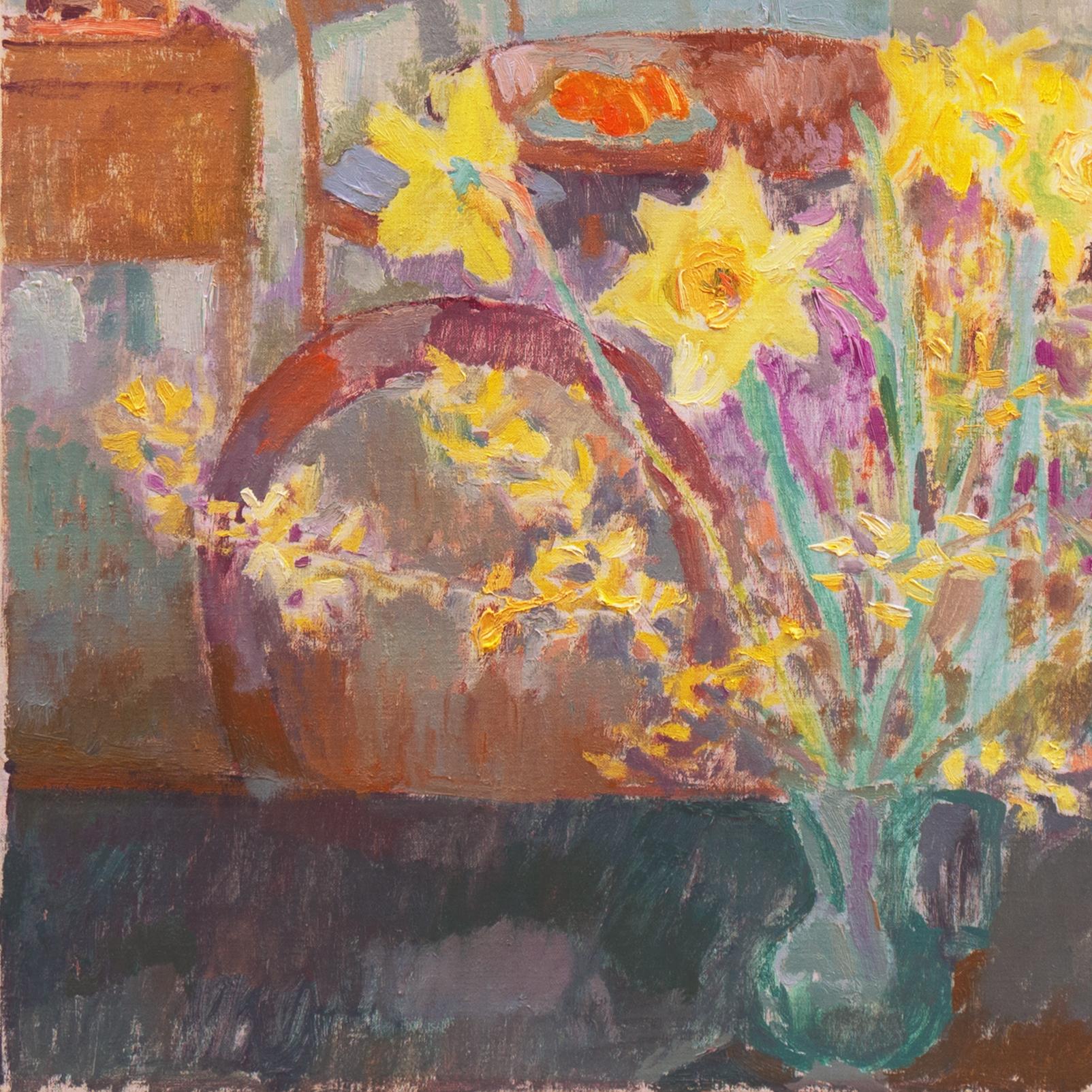 „Stillleben der Daffodils“, Pariser Modernist, Königlich Dänische Akademie, Charlottenborg (Braun), Interior Painting, von Viggo Rorup