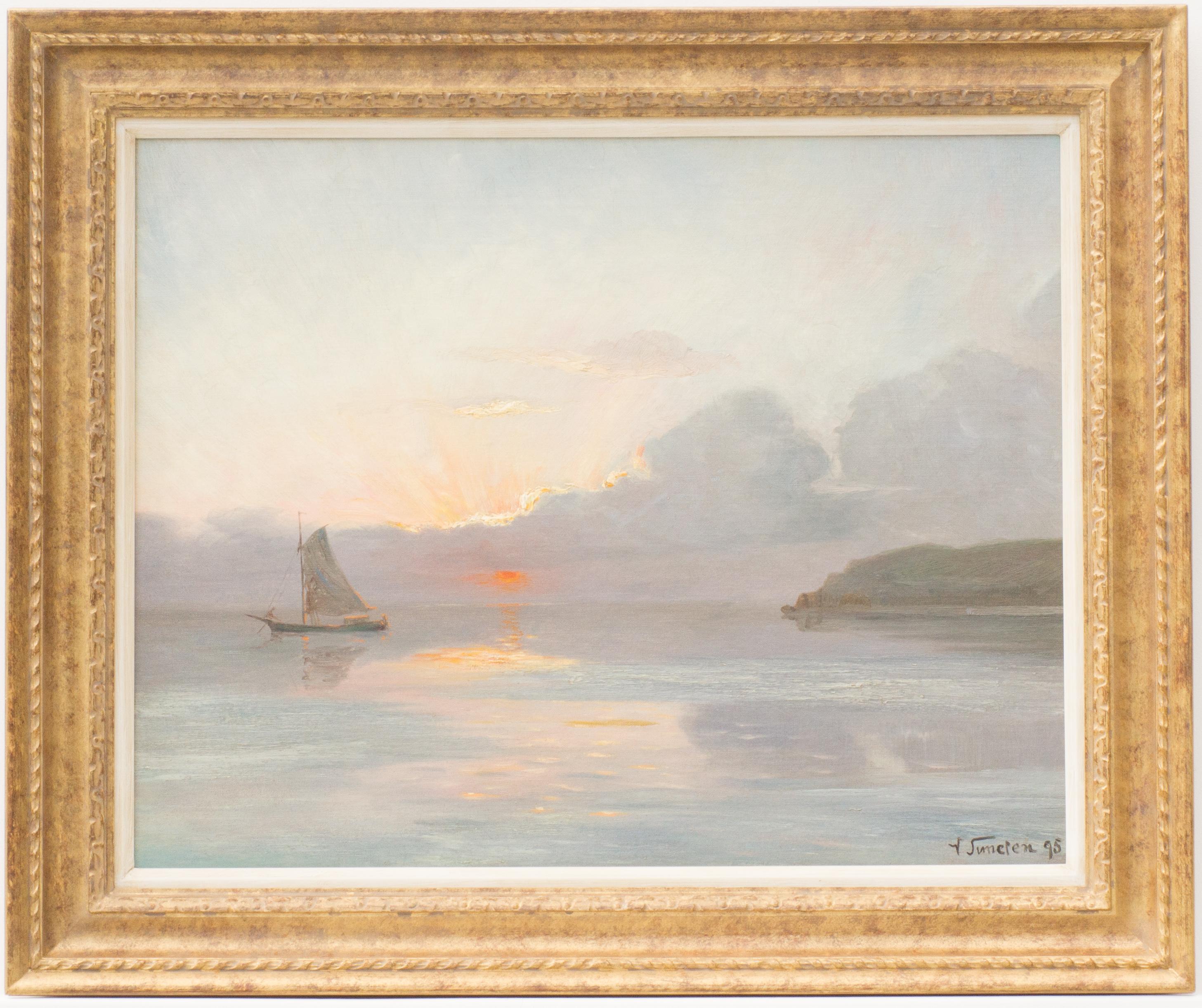 Viggo Simesen Landscape Painting - Sailing Into The Sunset