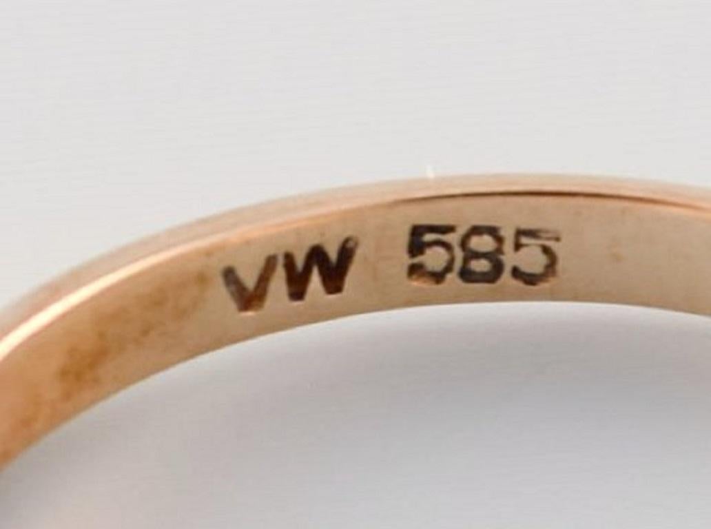 Viggo Wollny, Copenhagen, Vintage Art Deco Ring in 14 Carat Gold In Good Condition In bronshoj, DK