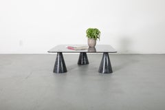 Vignelli Inspired Memphis Black Marble Cone Base & Smoked Glass Coffee Table