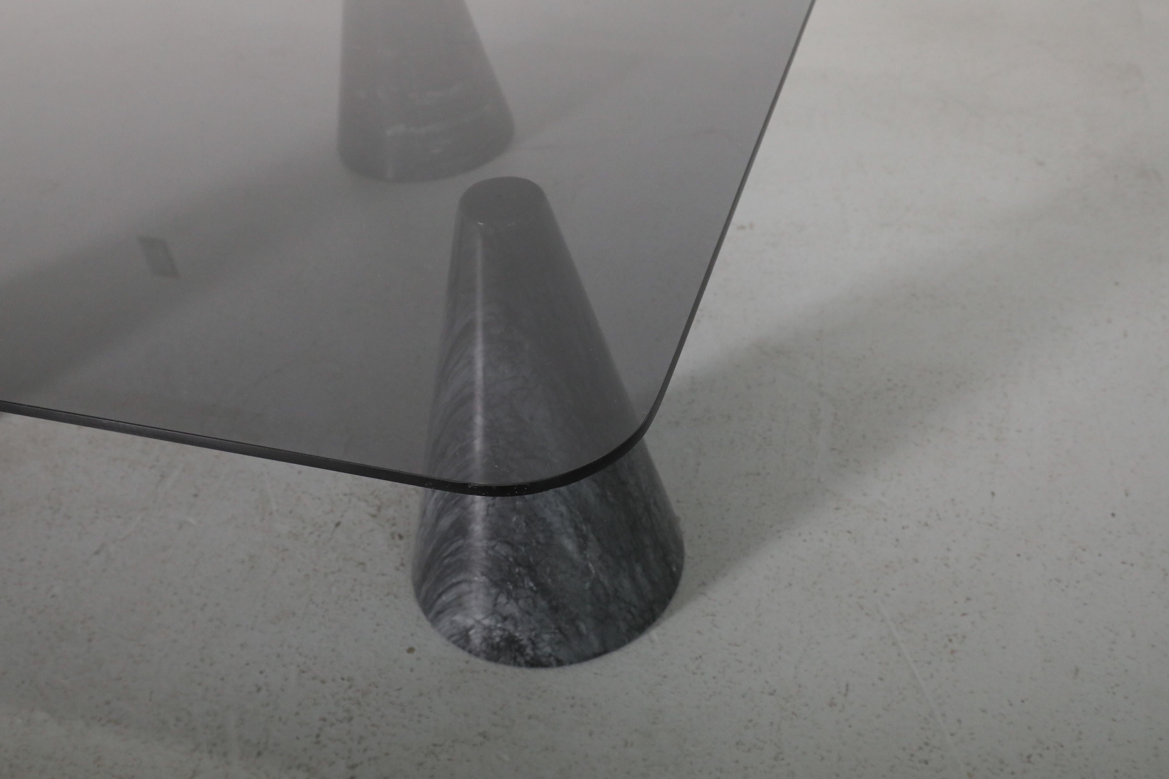 Vignelli Inspired Memphis Black Marble Cone Base & Smoked Glass Coffee Table 4