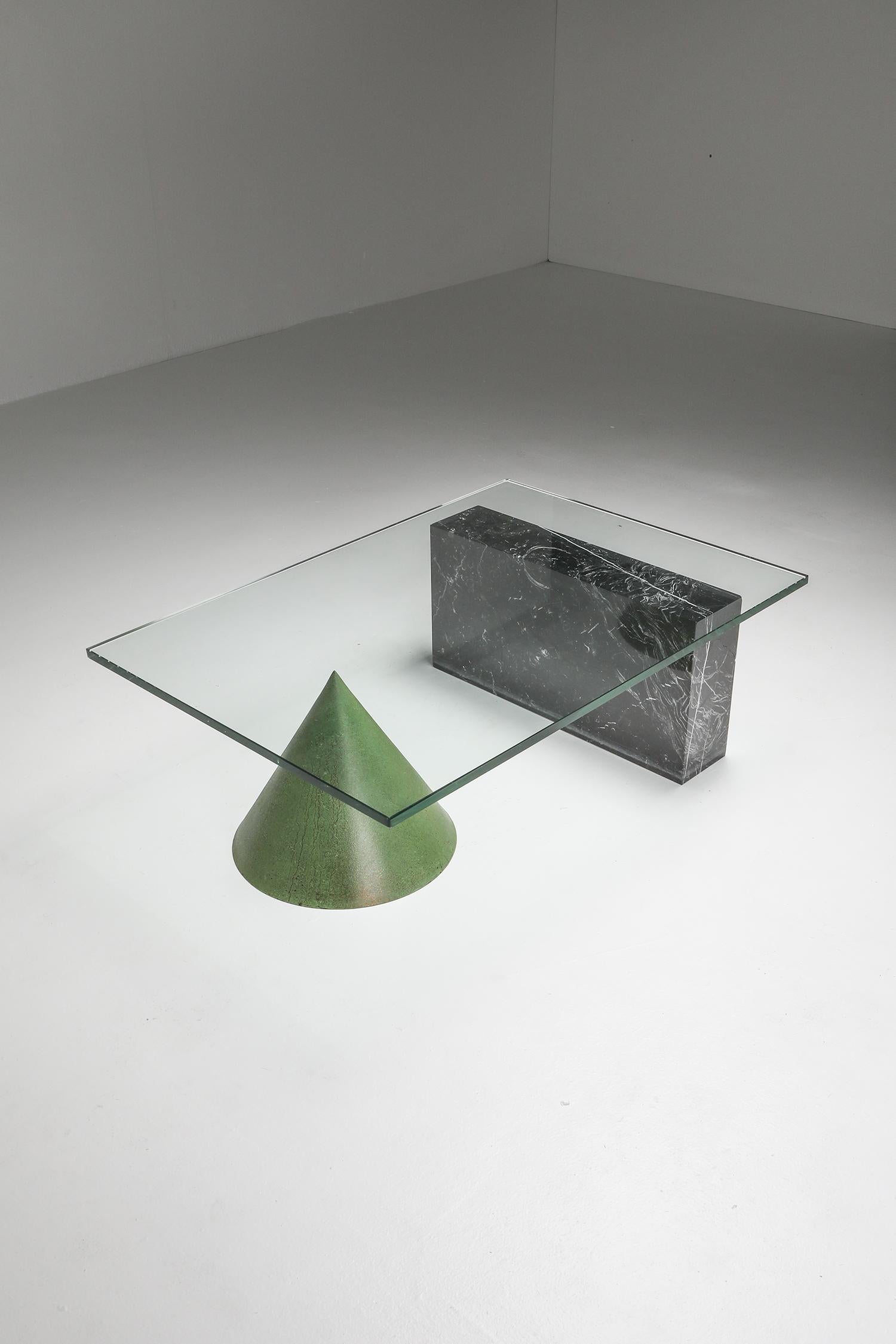 Vignelli Marble and Copper 'Kono' Coffee Table 5