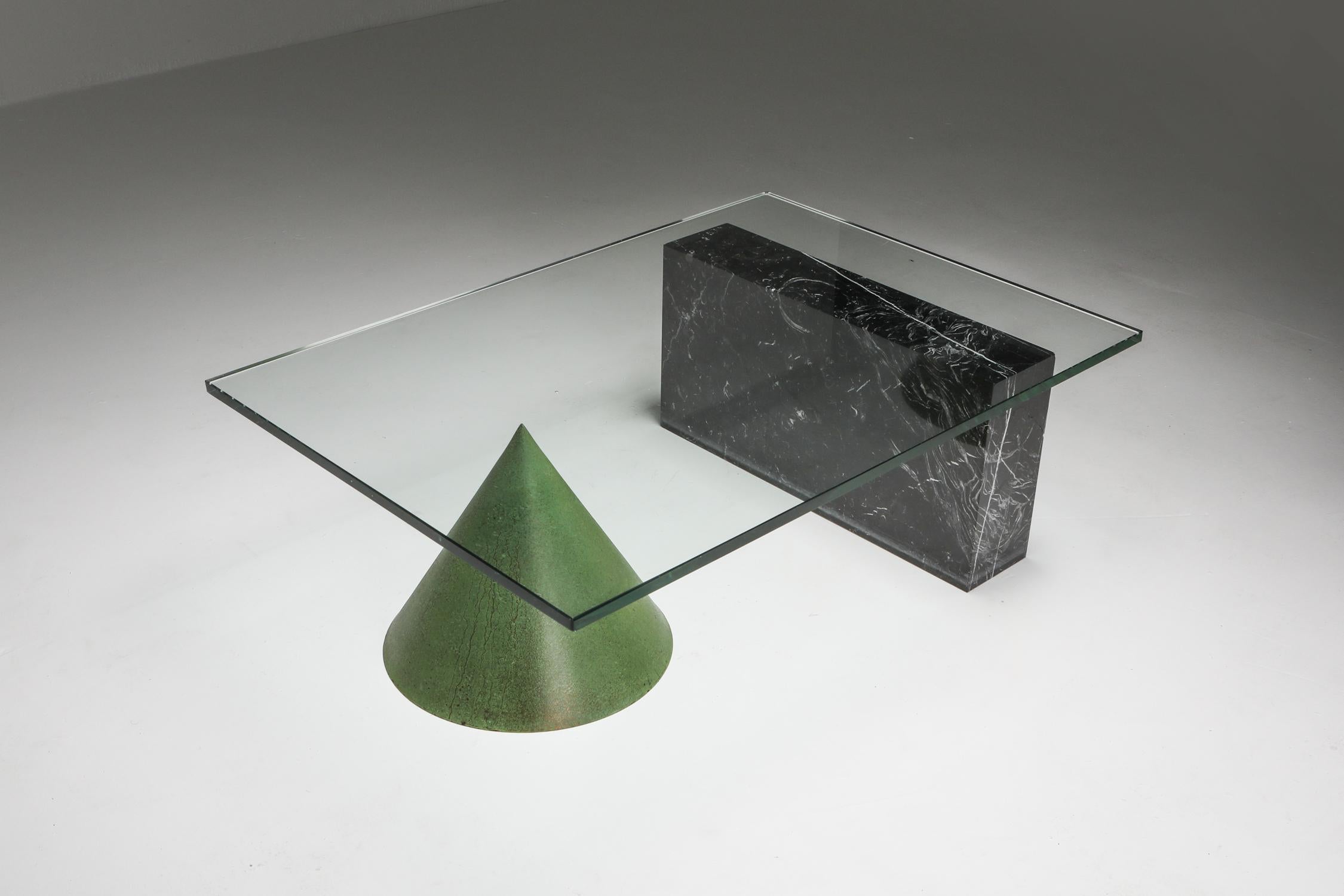 Vignelli Marble and Copper 'Kono' Coffee Table In Good Condition In Antwerp, BE