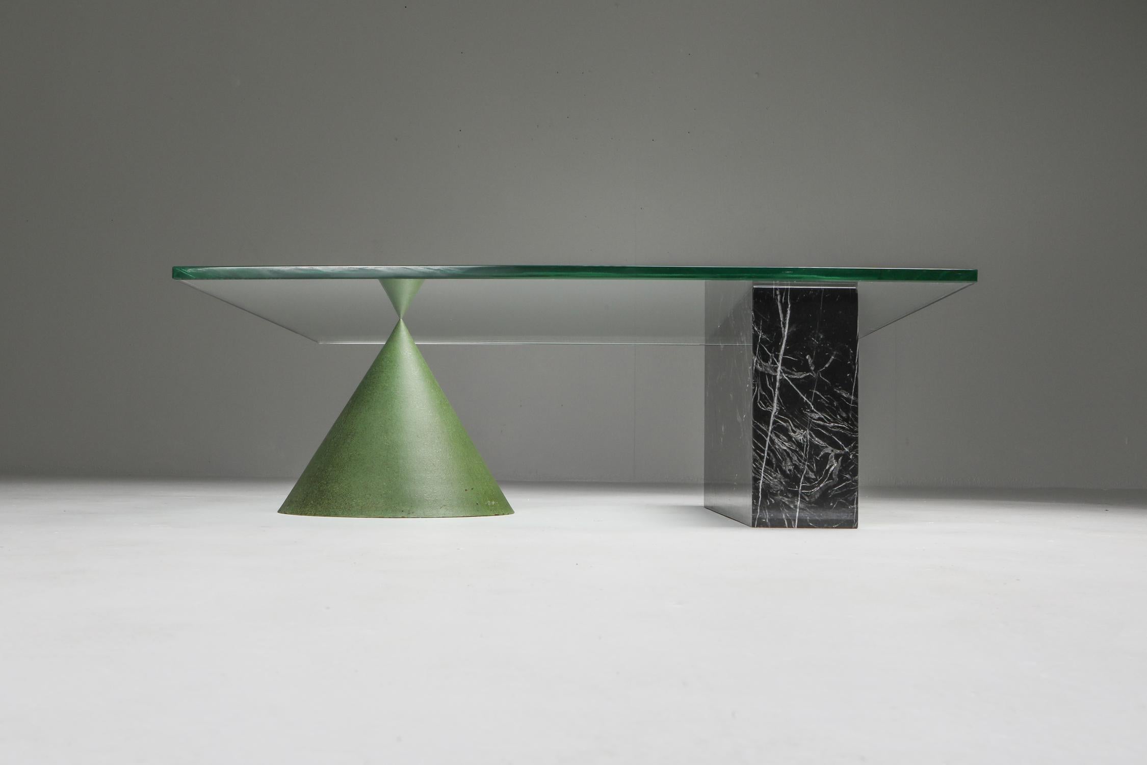 Late 20th Century Vignelli Marble and Copper 'Kono' Coffee Table