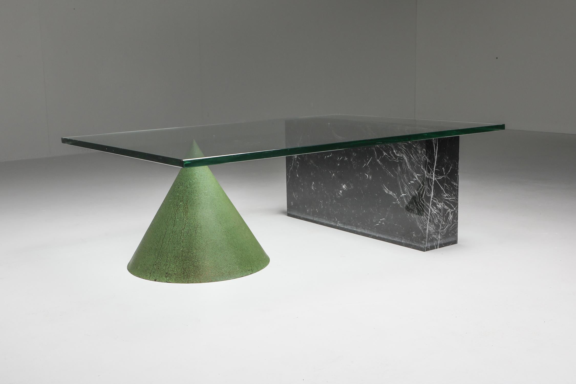 Vignelli Marble and Copper 'Kono' Coffee Table 1