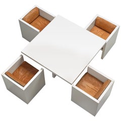 Vignelli Rare White 'Saratoga' Dining Set with Cognac Leather