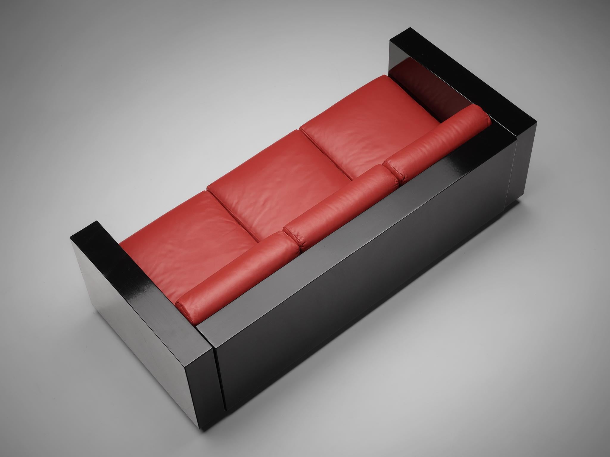 black and red leather couch